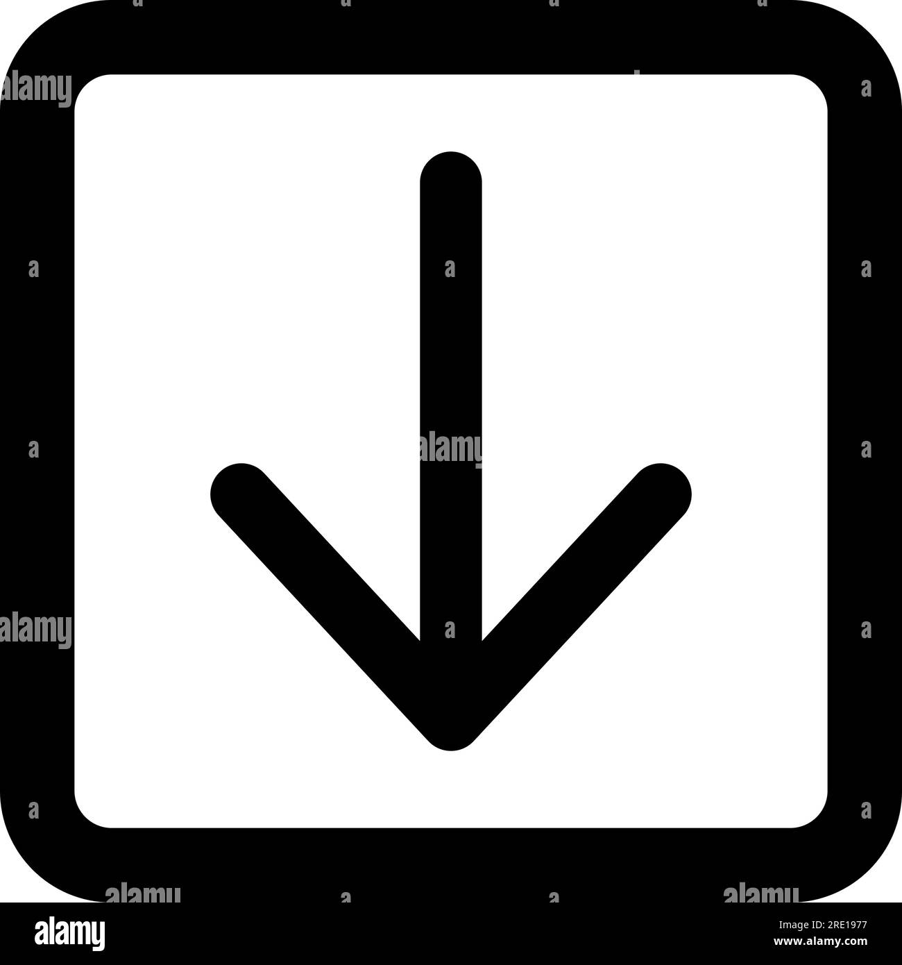 Symbolschaltfläche mit Pfeil nach unten im Rahmen Stock Vektor