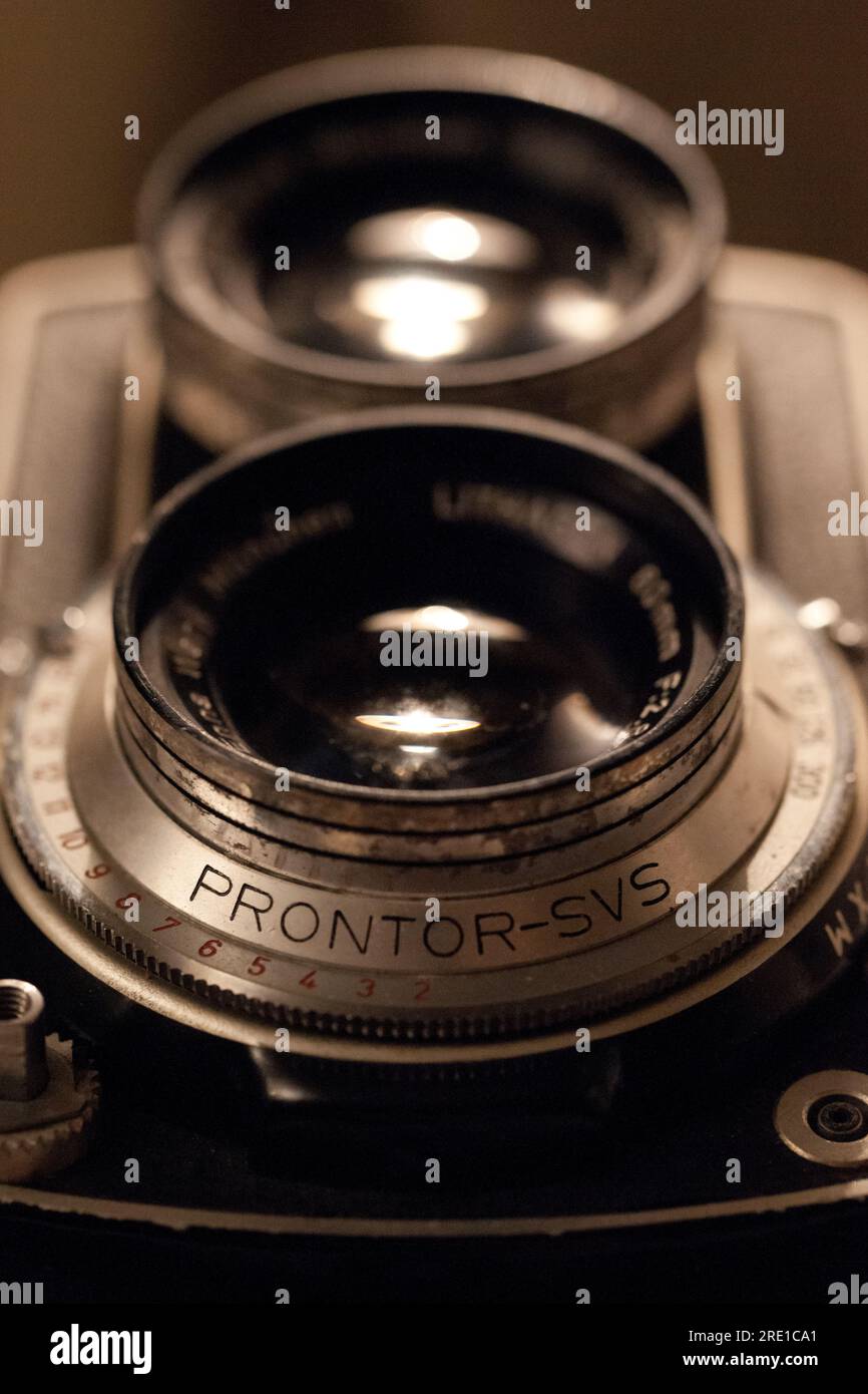 Vintage TLR-Kamera (Twin Lens Reflex) Stockfoto