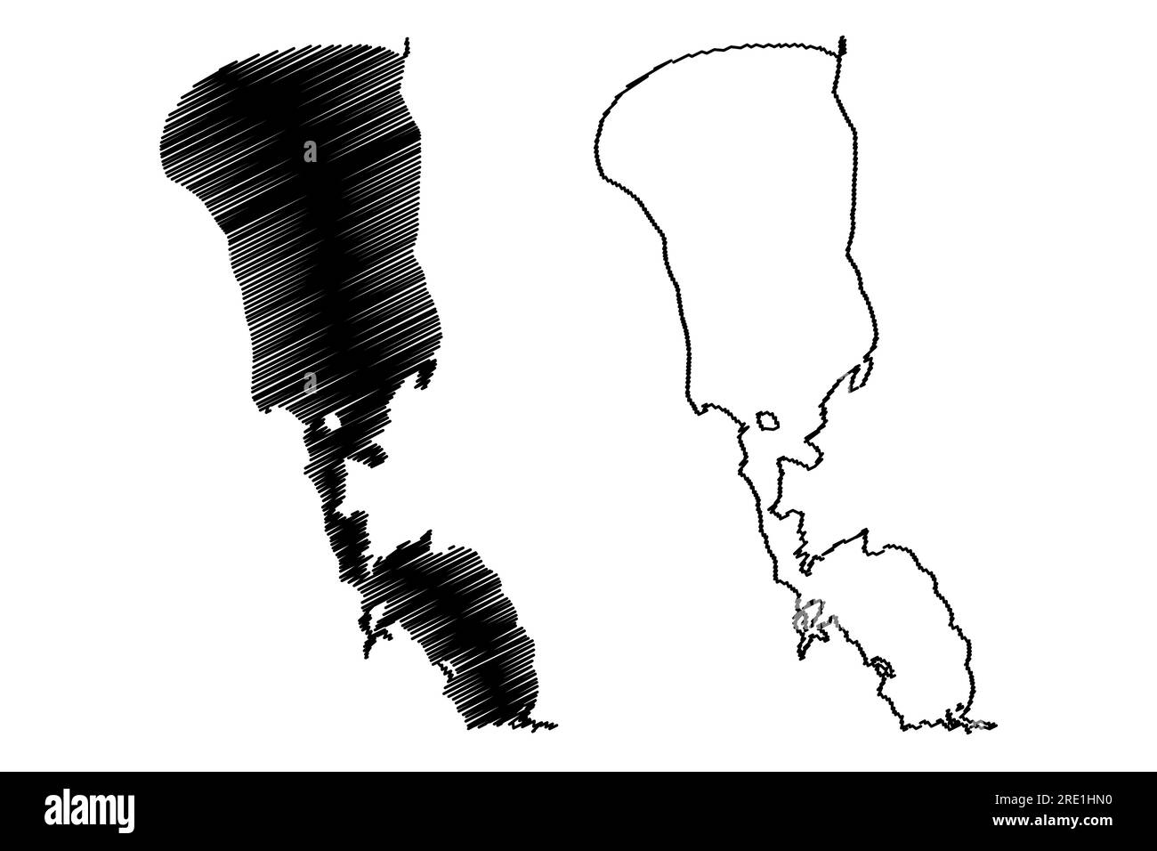 Lake Peipus (Russland, Russische Föderation, Estland) Kartenvektordarstellung, Scribble-Skizze Lake Peipsi, Pihkva und Lämmi (Chudskoye, Pskovskoye und Ty Stock Vektor