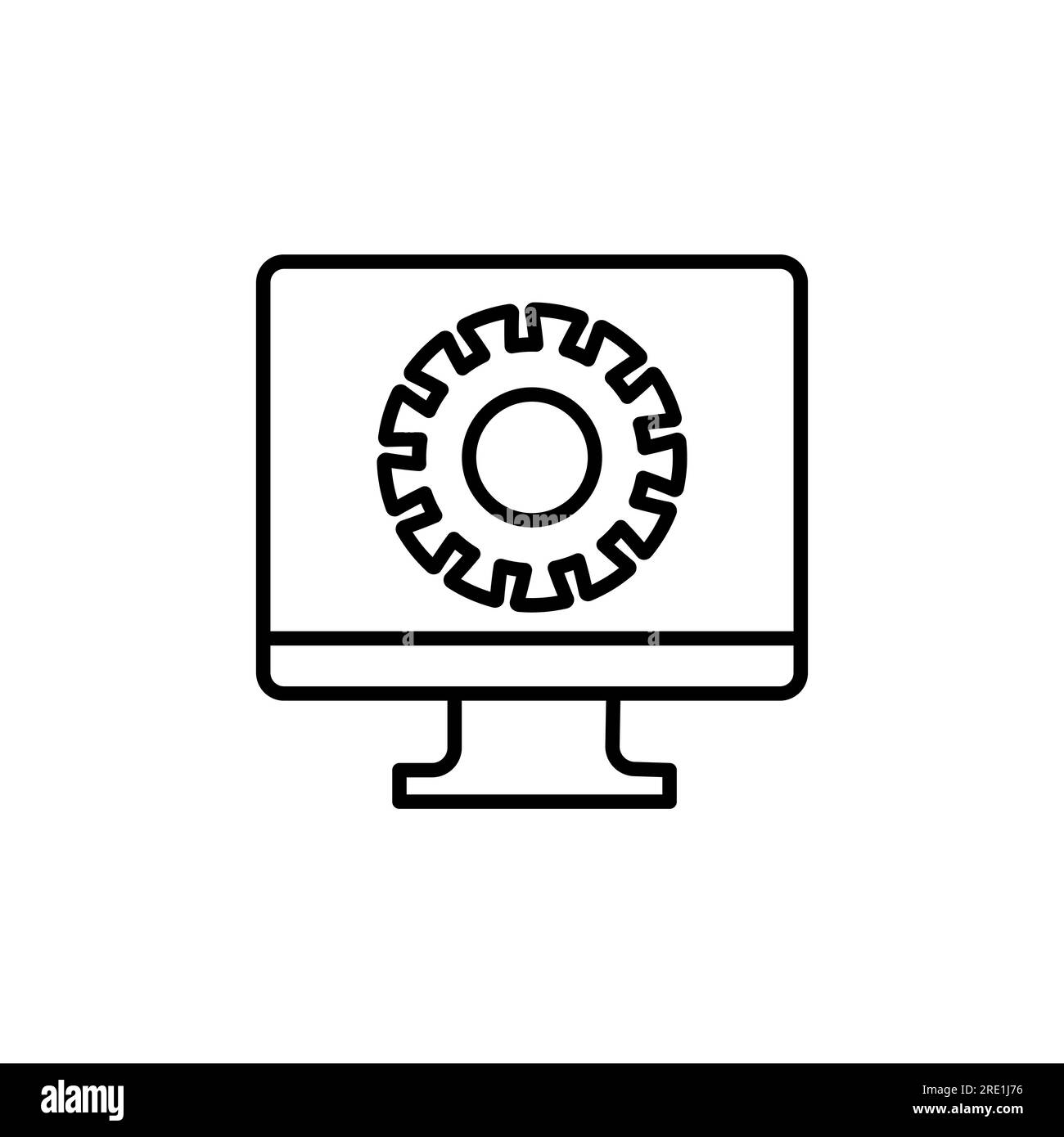 Symbol für Laptop und Zahnräder. Eines der festgelegten Websymbole Stock Vektor