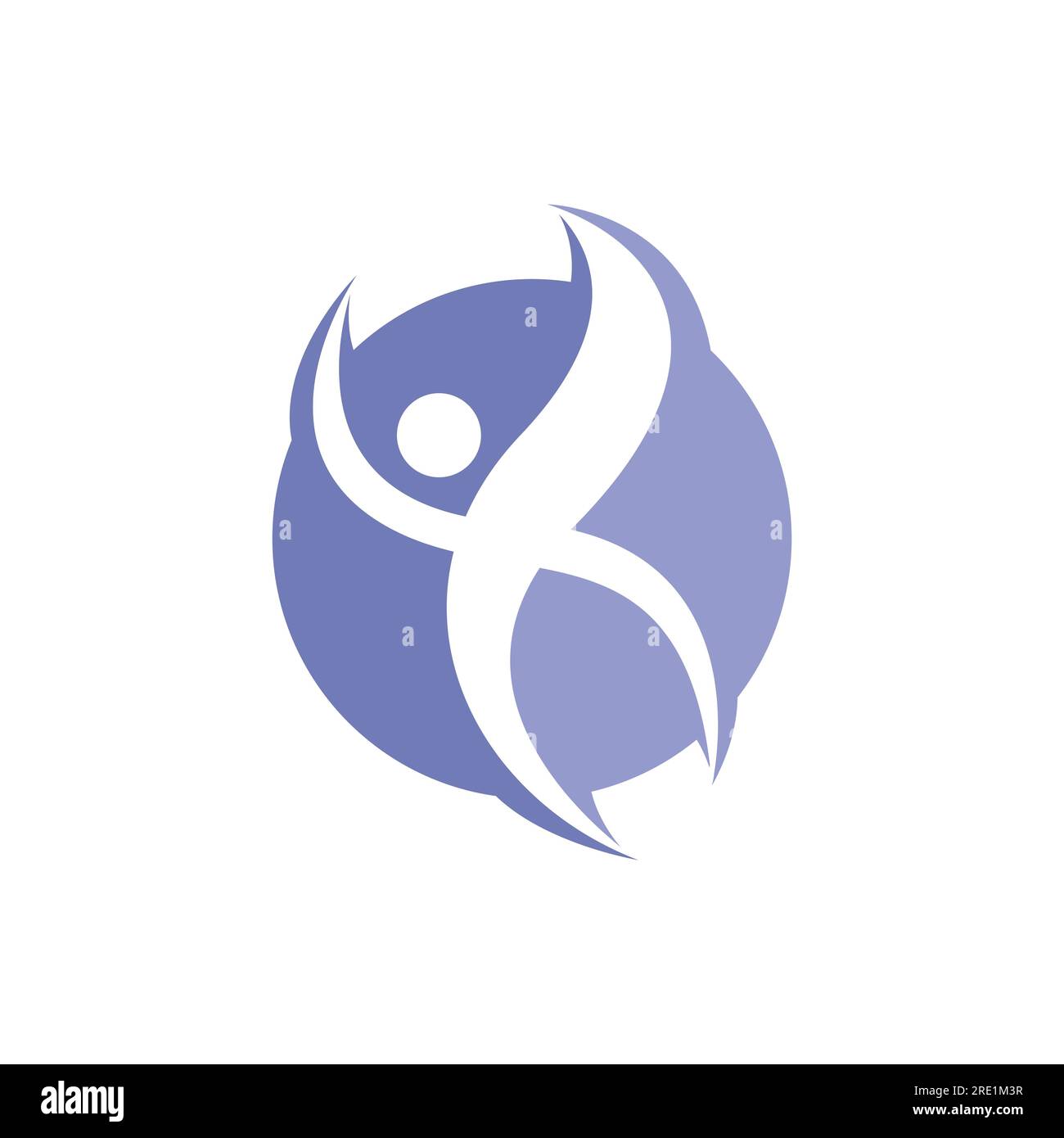 Silhouette für Menschen oder Personen im kreisförmigen Logo-Design. Negatives Personenzeichen in einem gerundeten blauen Vektorbild Stock Vektor