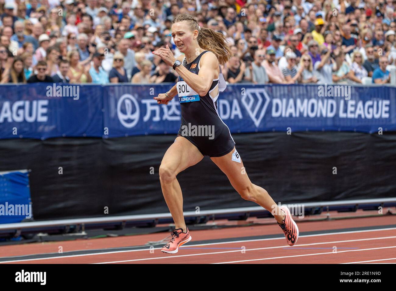 Femke Bol (NED), 400m Hurdles Women während des London Athletics Meet, Wanda Diamond League Meeting am 23. Juli 2023 im London Stadium in London, England Stockfoto