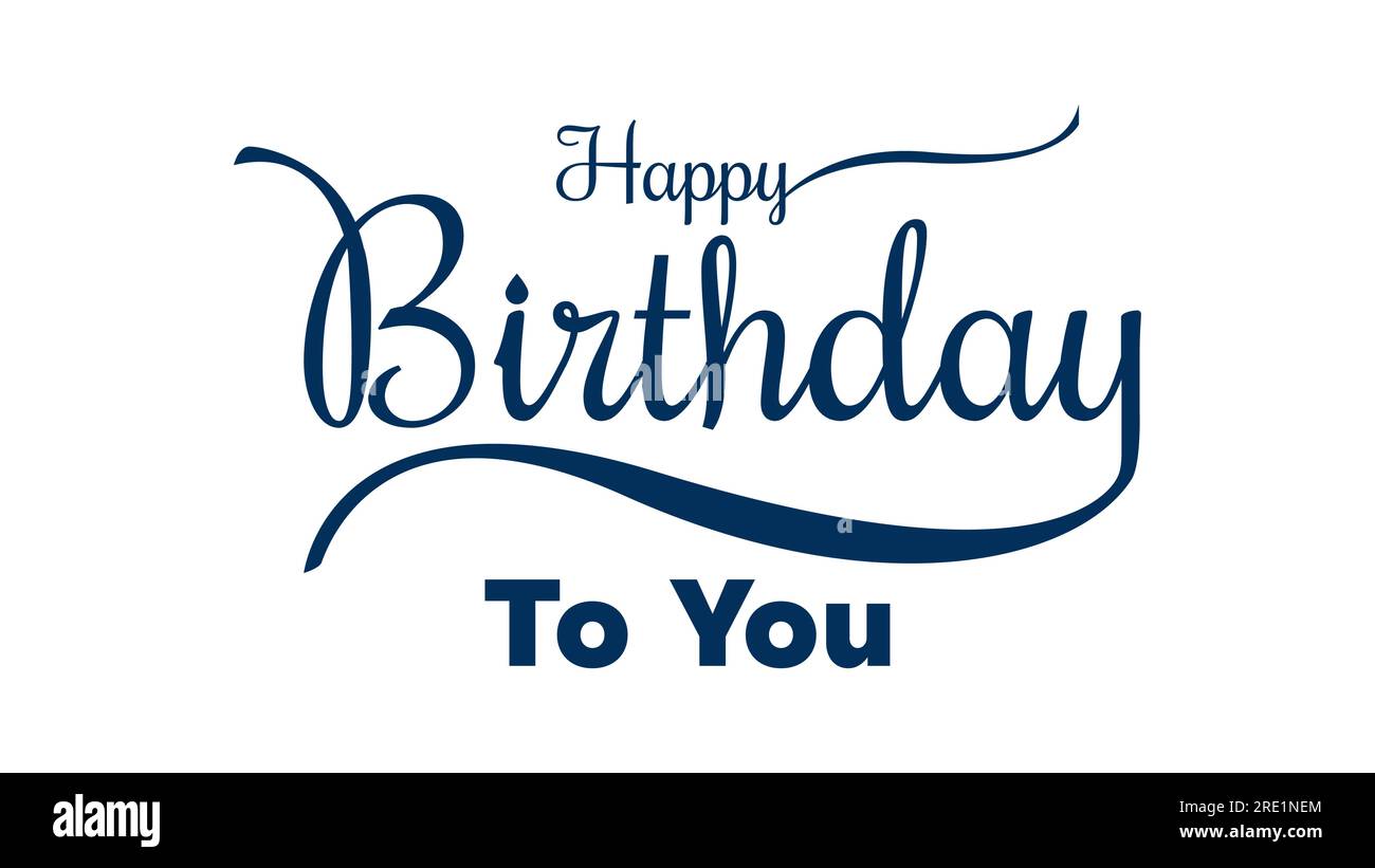 „Happy Birthday“-Grußkarte mit Schriftzug und dunkelblauer Farbe auf weißem Hintergrund. vektordarstellung Stock Vektor