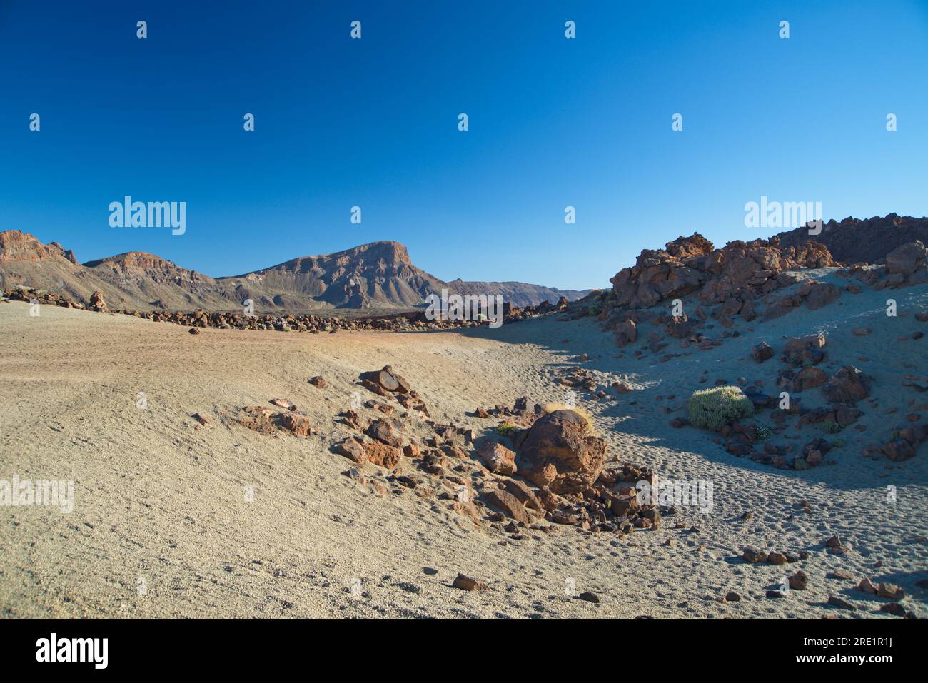 Paisaje Lunar típico de Las Cañadas del Teide. Typische Mondlandschaft von Las Cañadas del Teide. Stockfoto