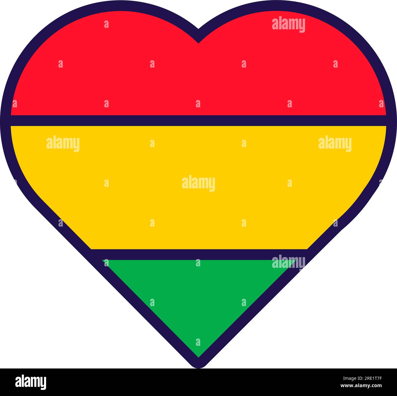 Patriot Heart in den Farben der bolivianischen Nationalflaggen. Festliches Element, Attribute des Bolivianischen Unabhängigkeitstages. Cartoon-Vektorsymbol in den nationalen Farben von Coun Stock Vektor