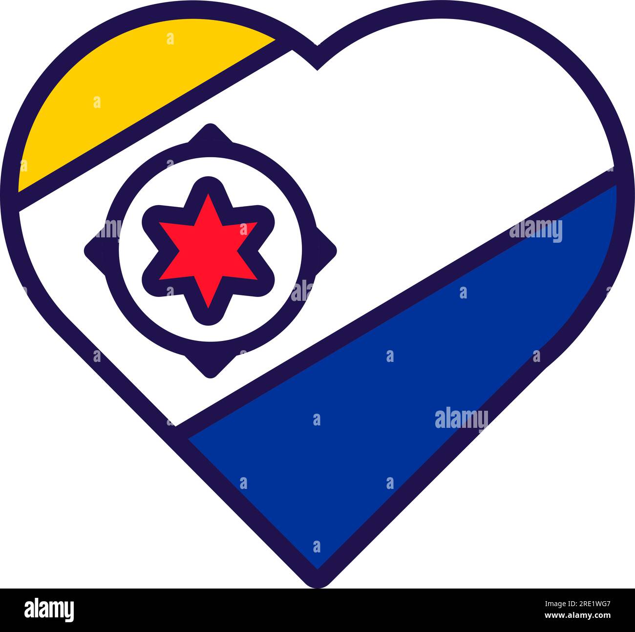 Patriot Heart in den Farben der nationalen karibischen Flagge. Festliches Element, Attribute des Karibischen Unabhängigkeitstages. Cartoon-Vektorsymbol in den nationalen Farben von Stock Vektor
