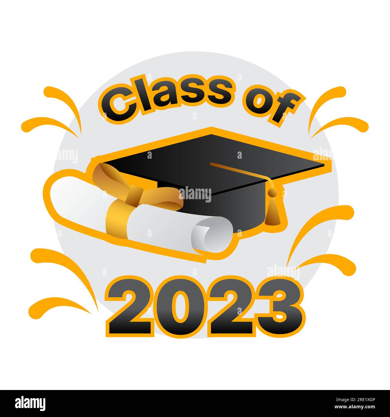 Vektordarstellung der Abschlusszeremonie. Klasse 2023.can für Hemd, Logo, Stempel, Einladung, Karte, Usw. Stock Vektor