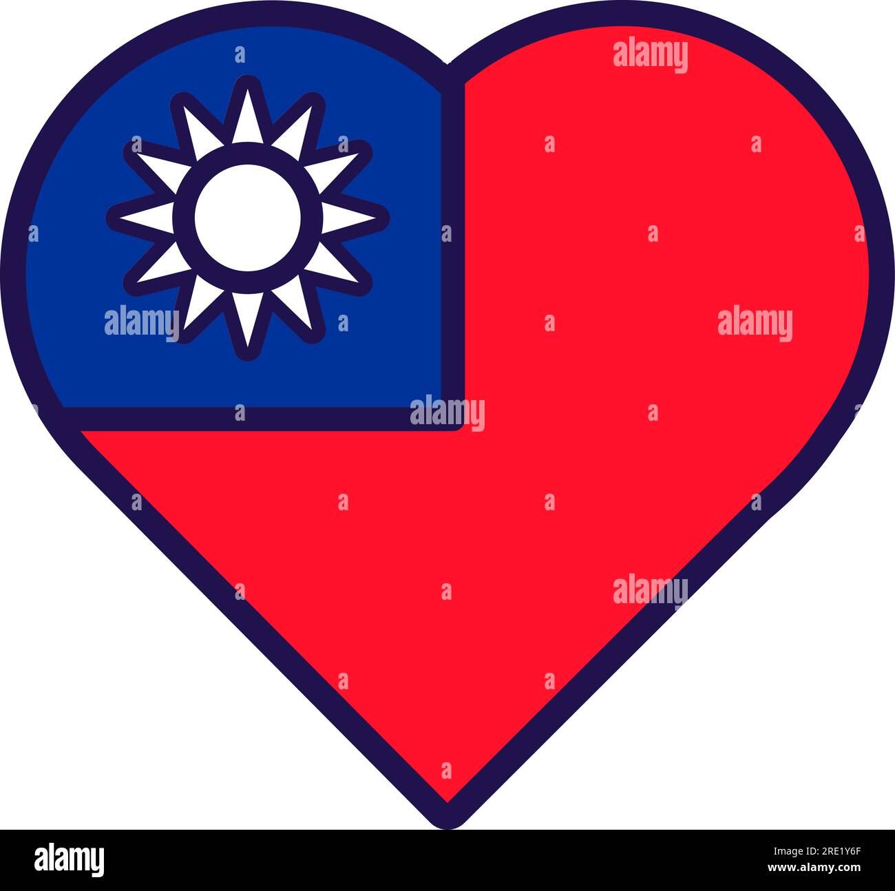 Patriot Heart in den Farben der nationalen Taiwan-Flagge. Festliches Element, Attribute des Taiwan Unabhängigkeitstages. Cartoon-Vektorsymbol in den nationalen Farben des Countr Stock Vektor