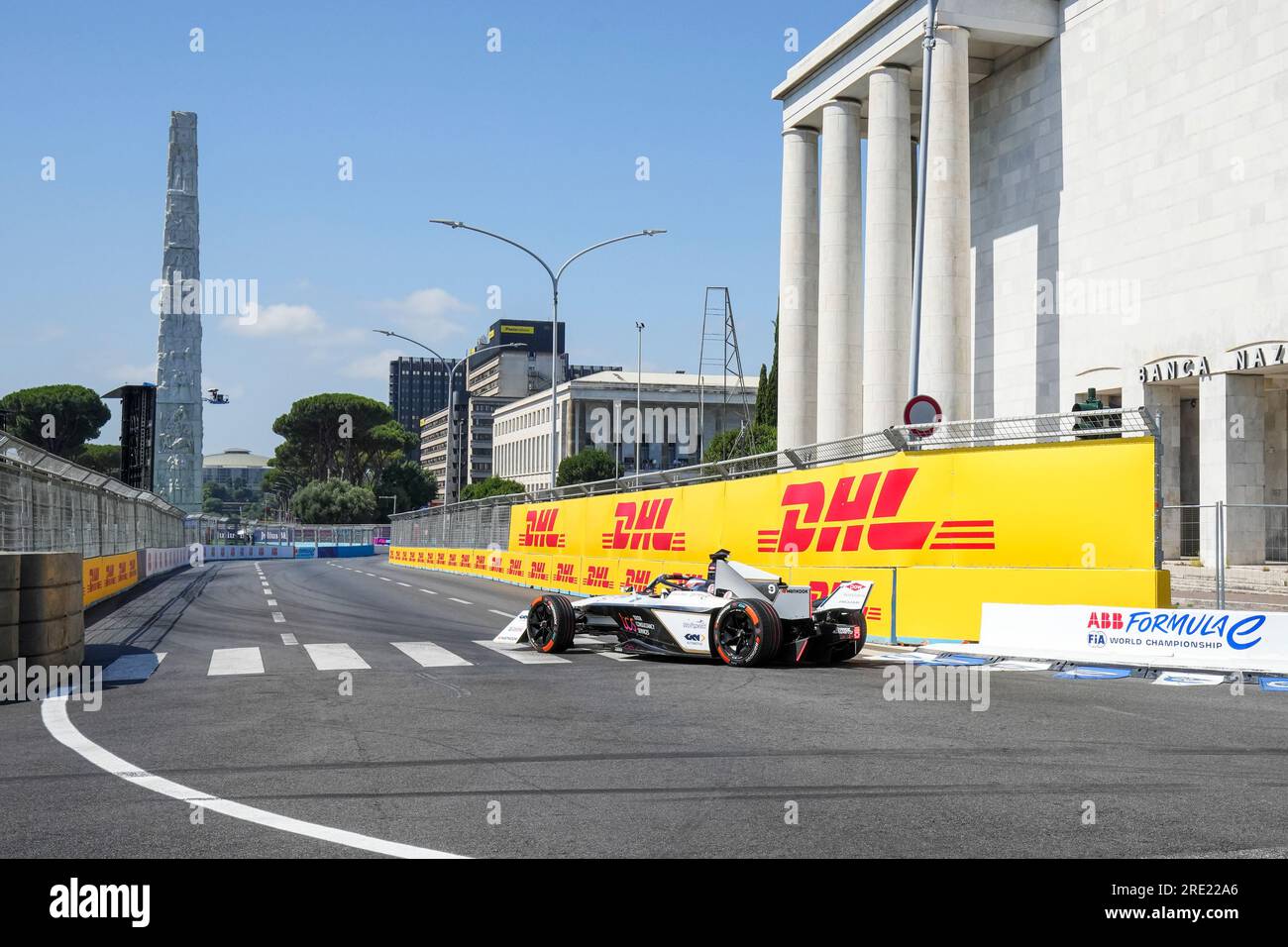 Mitch Evans bei der Qualifizierung für die Race Round 13 des E-Prix in Rom im Rahmen der ABB FIA Formel E-Weltmeisterschaft – Hankook Rome E-Prix 2023. Stockfoto