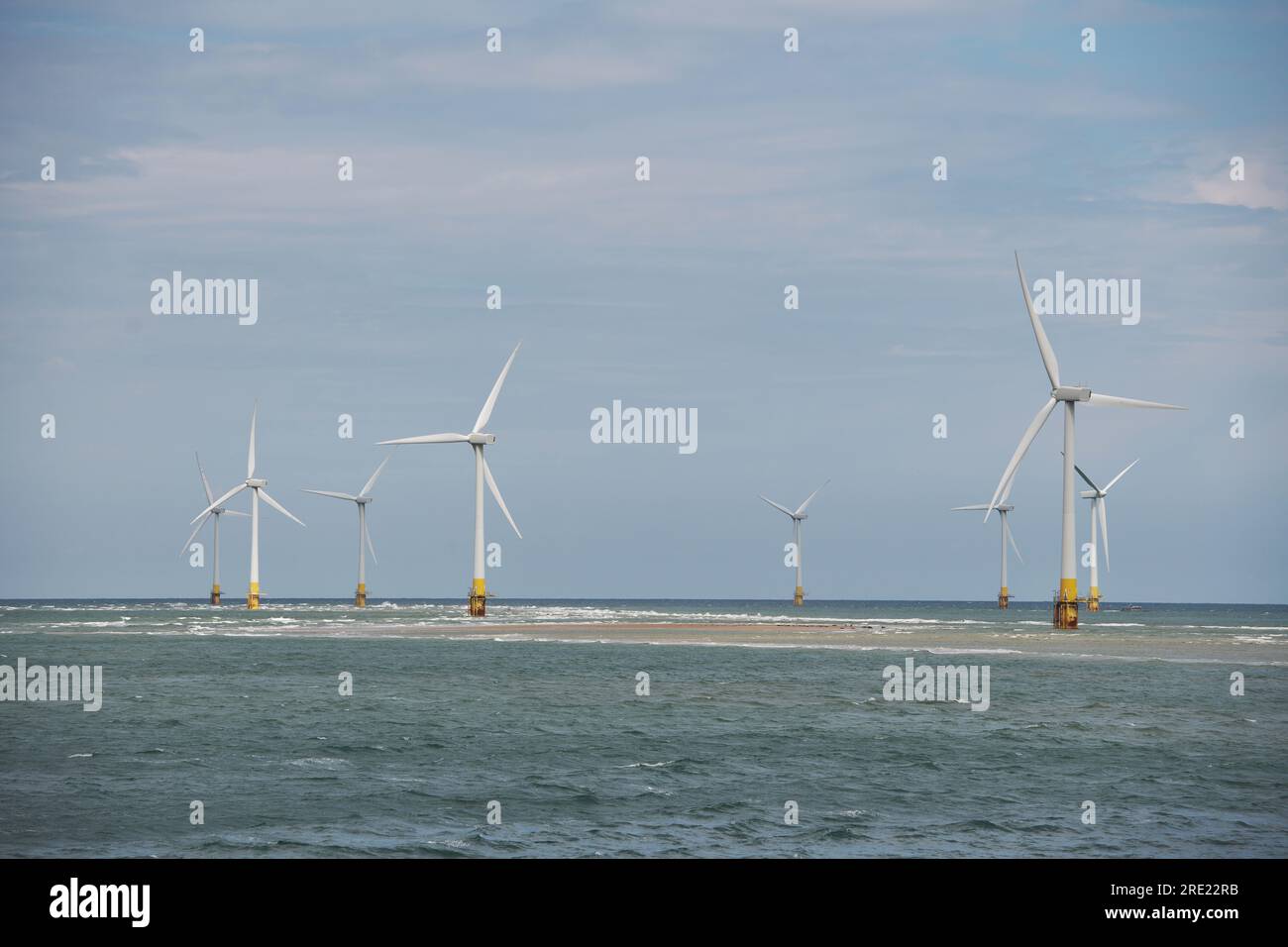 Offshore-Windpark Scroby Sands, erneuerbare Energien im Herzen von Norfolk Stockfoto