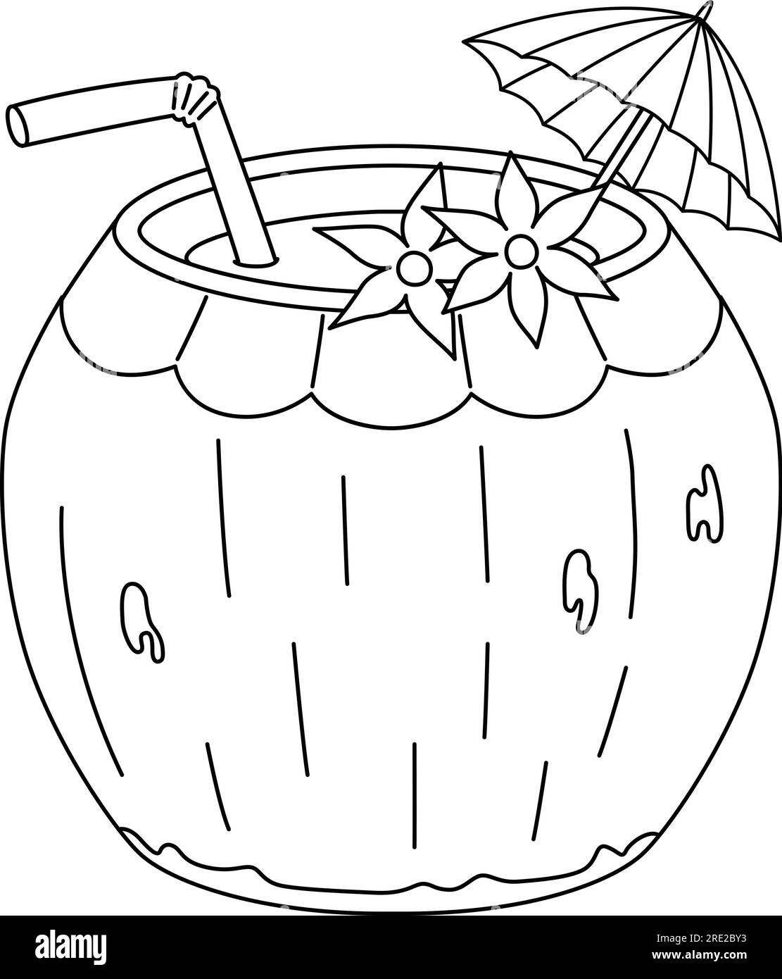 Kokosnussgetränk Summer Isolated Coloring Page Stock Vektor