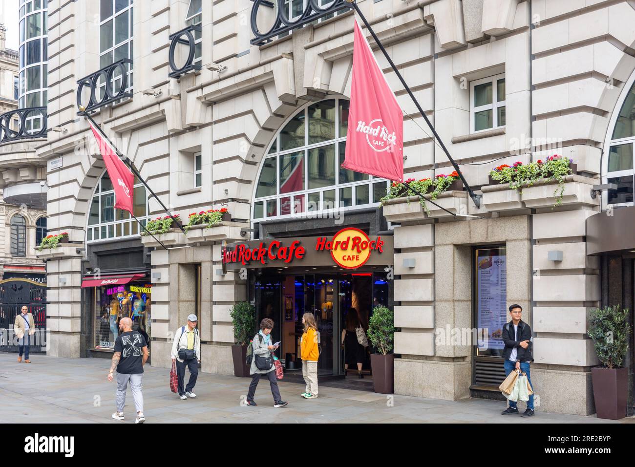 Eintritt zum Hard Rock Cafe, Piccadilly Circus, City of Westminster, Greater London, England, Vereinigtes Königreich Stockfoto