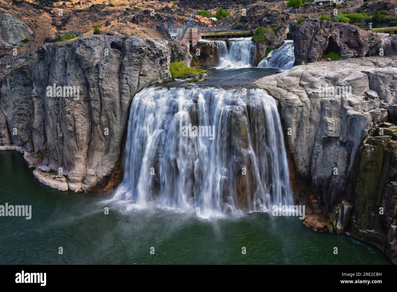 Shoshone Falls am Snake River vom Wanderweg aus gesehen. Twin Falls an den Pillar Falls am Milner Dam Idaho. USA Stockfoto