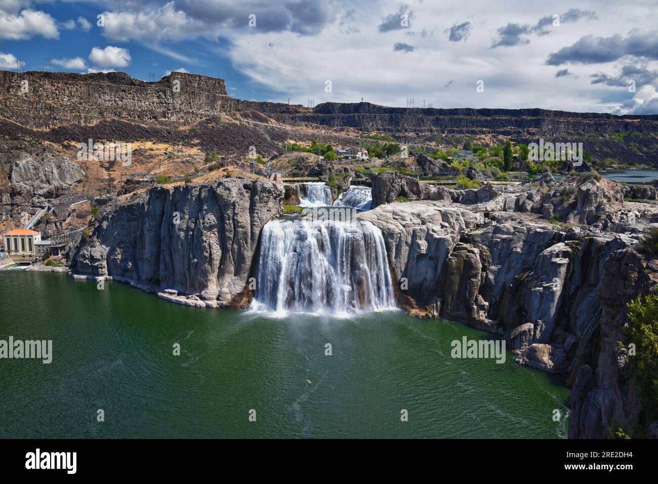 Shoshone Falls am Snake River vom Wanderweg aus gesehen. Twin Falls an den Pillar Falls am Milner Dam Idaho. USA Stockfoto