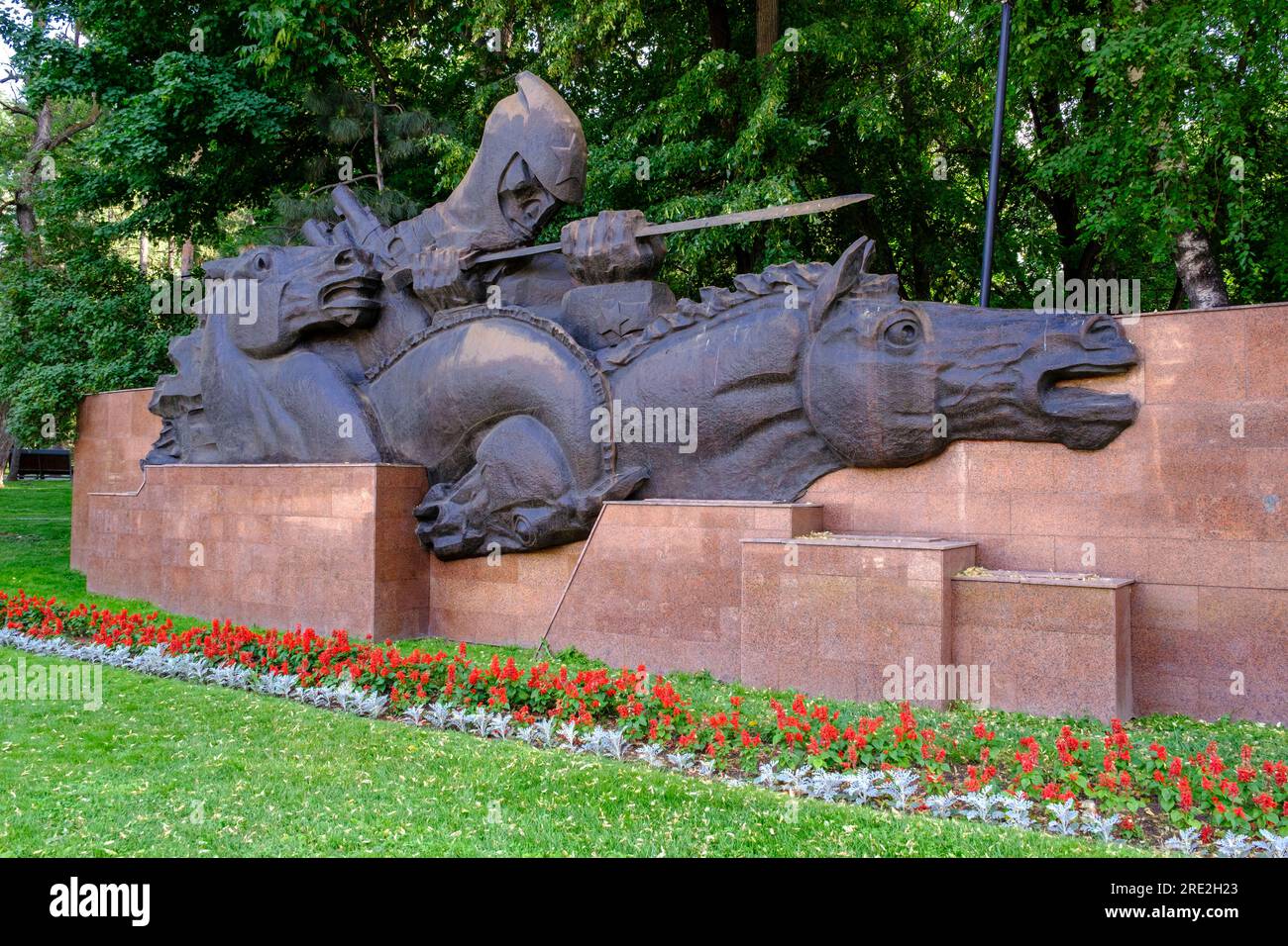 Kasachstan, Almaty. Park der 28 Panfilov-Wachmänner. Gedenkstätte für die Opfer des russischen Bürgerkriegs 1917-1920. Stockfoto