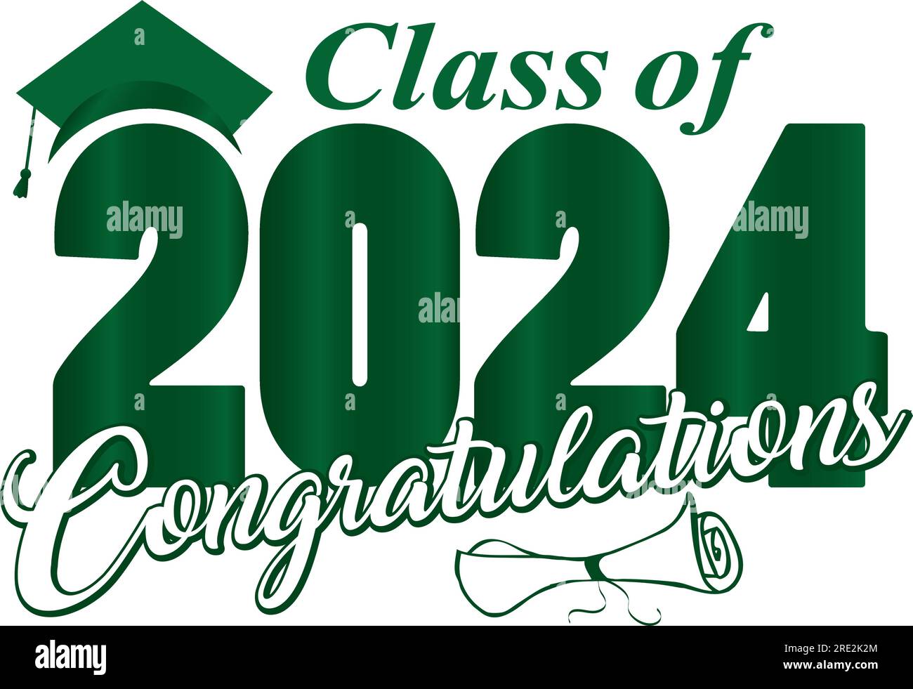 Bold Green Class of 2024 Herzlichen Glückwunsch Stock Vektor