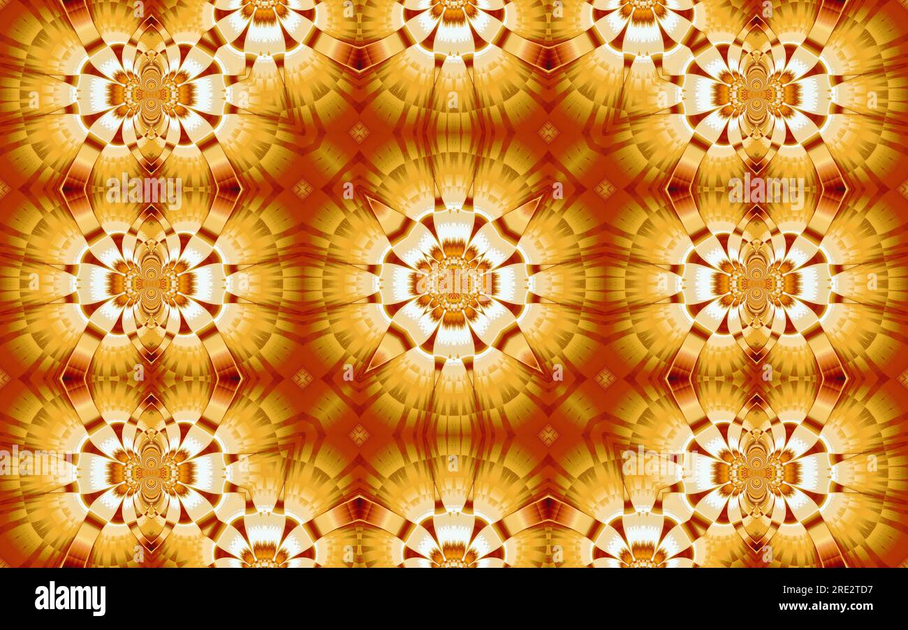 Komplexes fraktales Bild, digitale Kunst, farbenfrohes Konzept, abstrakte Kaleidoskop-Symmetrie künstlerische farbenfrohe geometrische Kunst Stockfoto