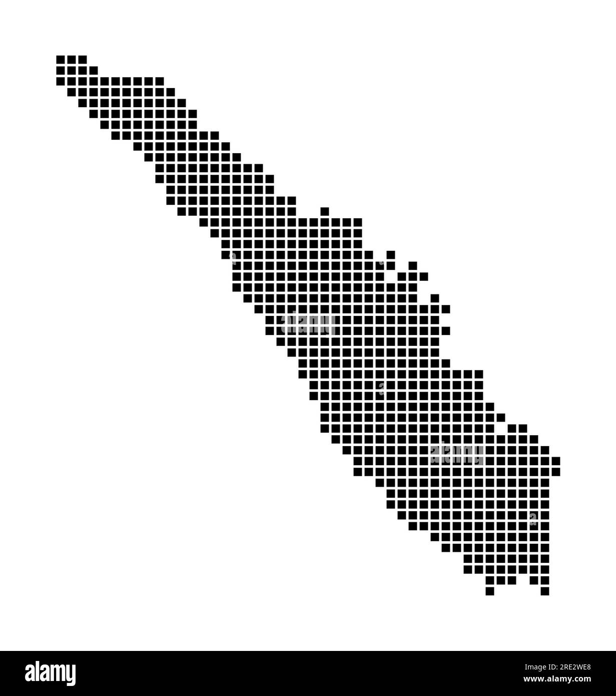 Sumatra-Karte. Karte von Sumatra im gepunkteten Stil. Die Inselgrenzen sind mit Rechtecken für Ihr Design gefüllt. Vektordarstellung. Stock Vektor