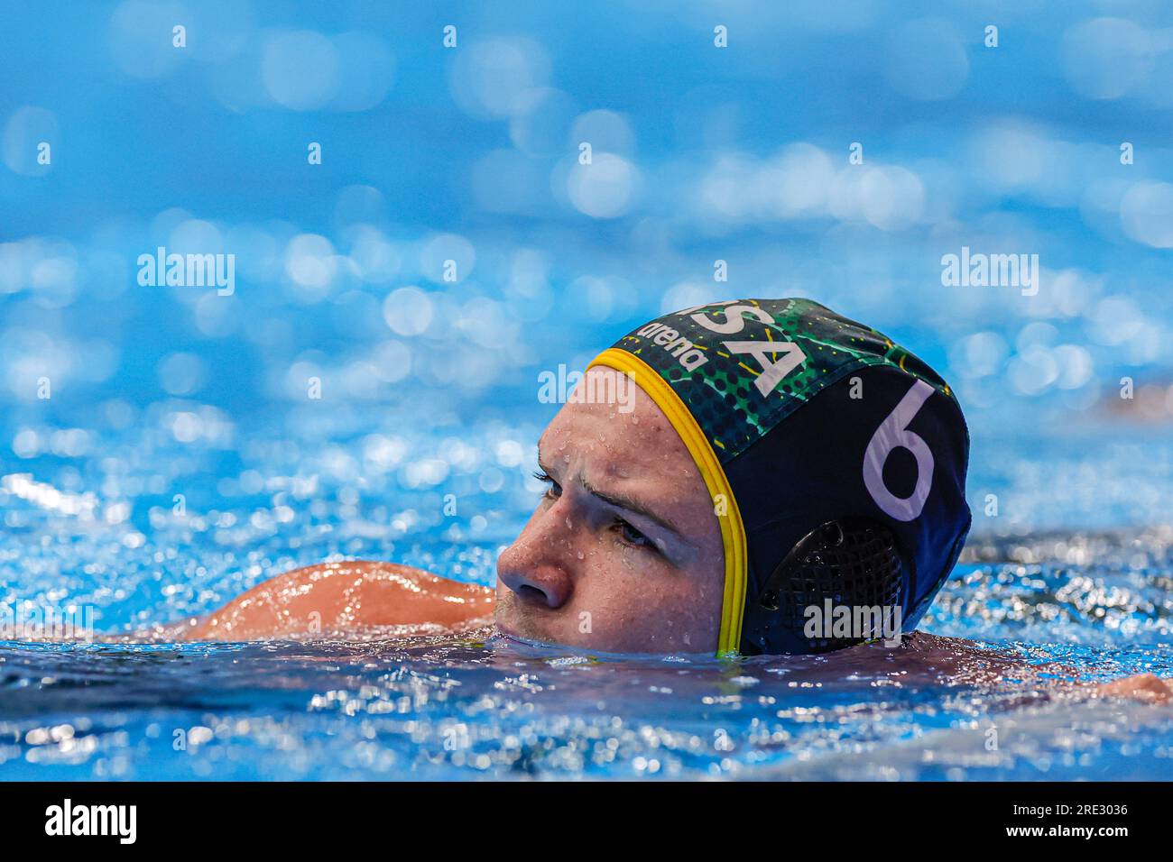 Fukuoka, Japan. 25. Juli 2023. FUKUOKA, JAPAN - 25. JULI: Ross Stone von Südafrika während der World Aquatics Championships 2023 Männer Waterpolo Klassifikation 15.-16. Platz Spiel zwischen China und Südafrika am 25. Juli 2023 in Fukuoka, Japan (Foto von Albert Ten Hove/Orange Pictures) Guthaben: Orange Pics BV/Alamy Live News Stockfoto