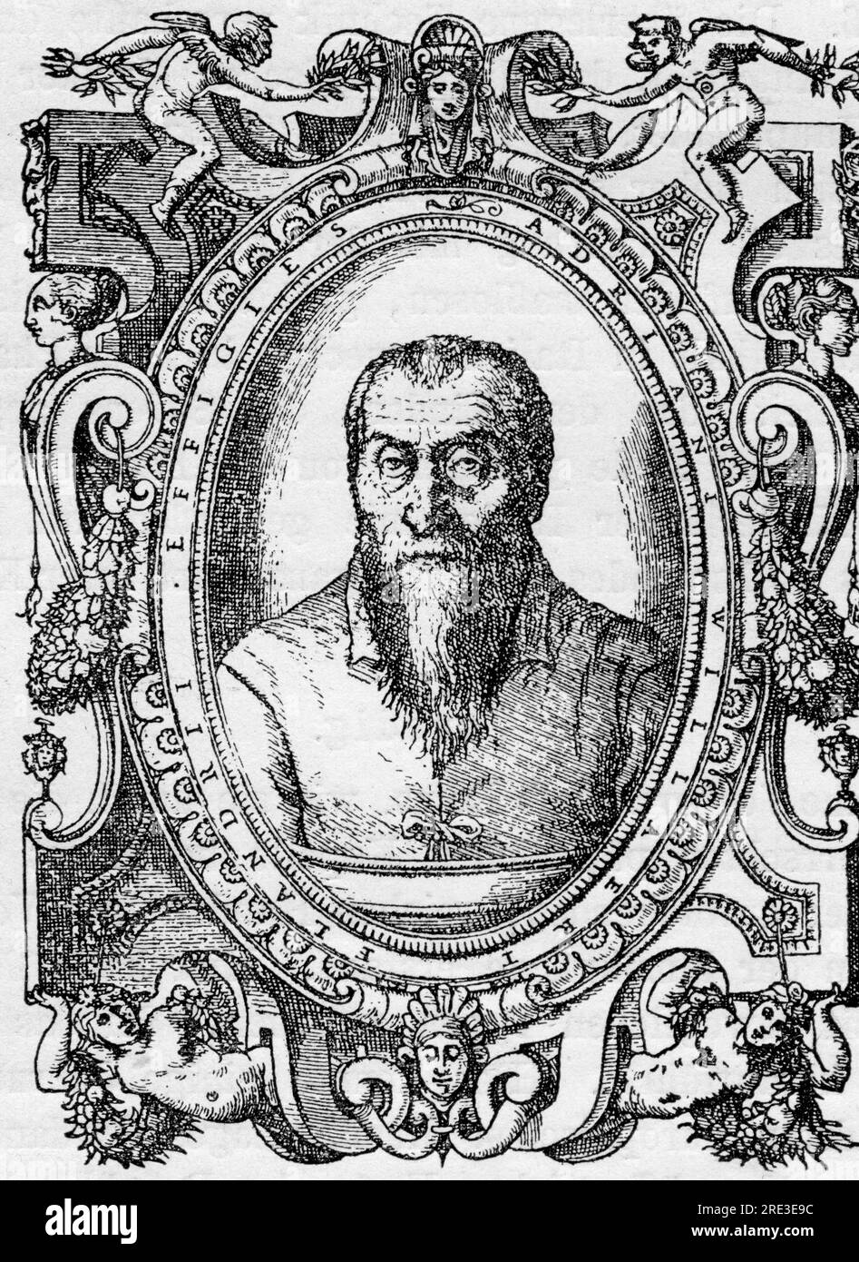 Willaert, Adrian, circa 1490 - 7.12.1562, niederländischer Komponist, Kupfergravierung, 1559, URHEBERRECHT DES KÜNSTLERS MUSS NICHT BESTÄTIGT WERDEN Stockfoto