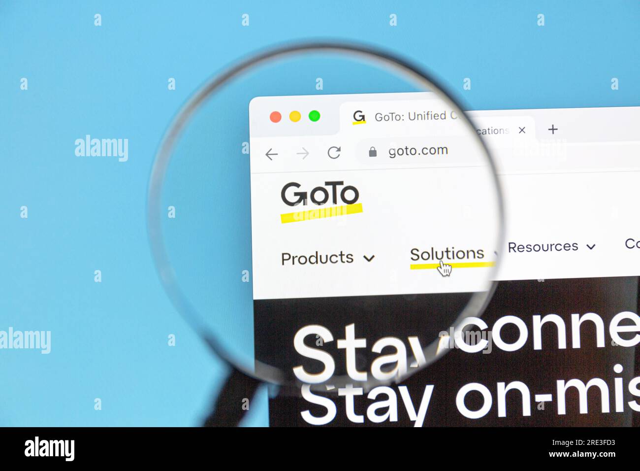 Ostersund, Schweden - April 13 2023: GoTo-Website. GoTo ist ein Anbieter von Software-as-a-Service (SaaS) und cloudbasierten Remote-Arbeitstools für flexibles Arbeiten. Stockfoto