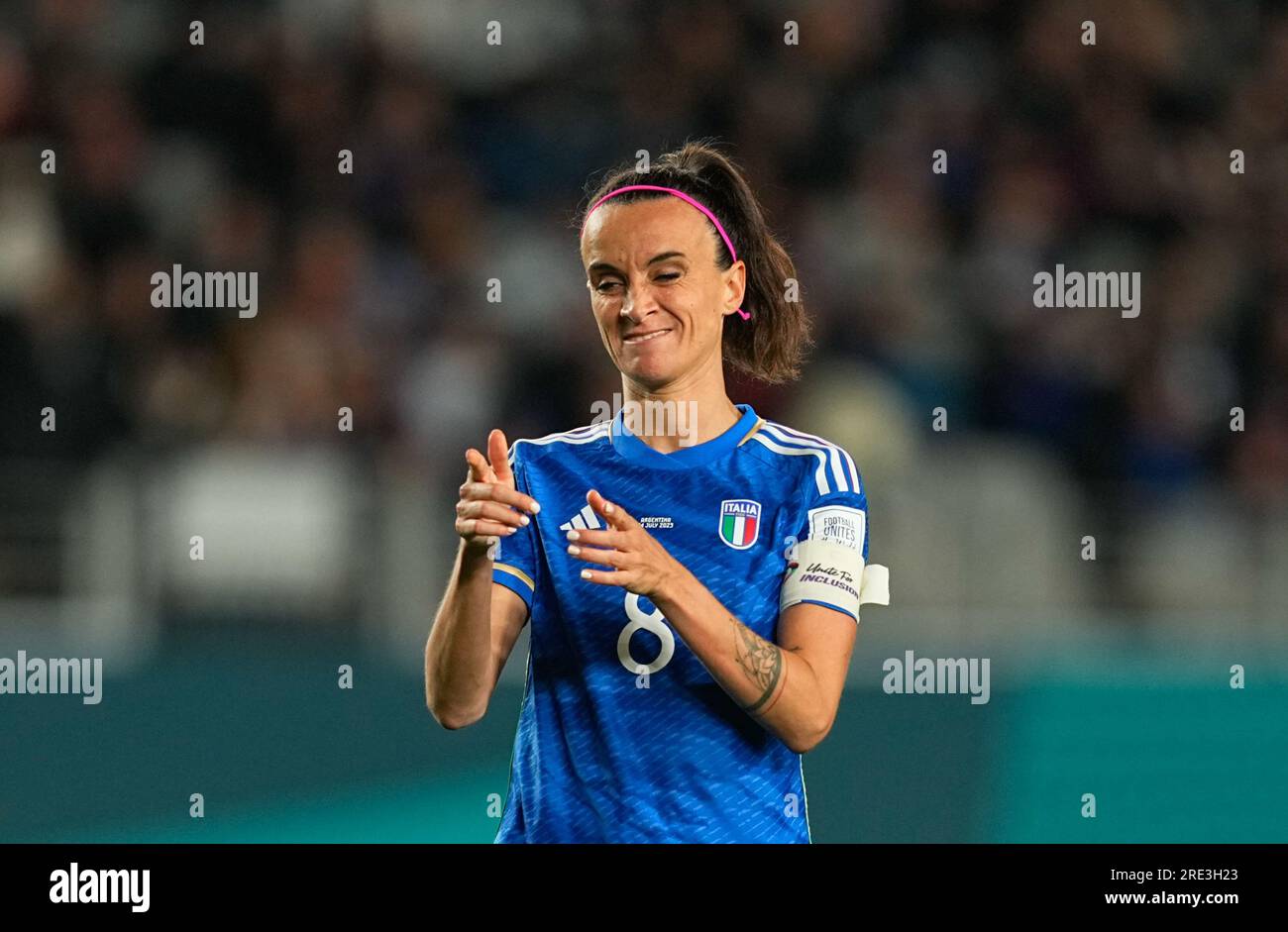 Juli 24 2023: Barbara Bonansea (Italien) Gesten während eines 2023-Spiels der Gruppe G – FIFA Women's World Cup Australien & Neuseeland, Italien gegen Argentinien, im Eden Park, Auckland, Neuseeland. Kim Price/CSM Stockfoto