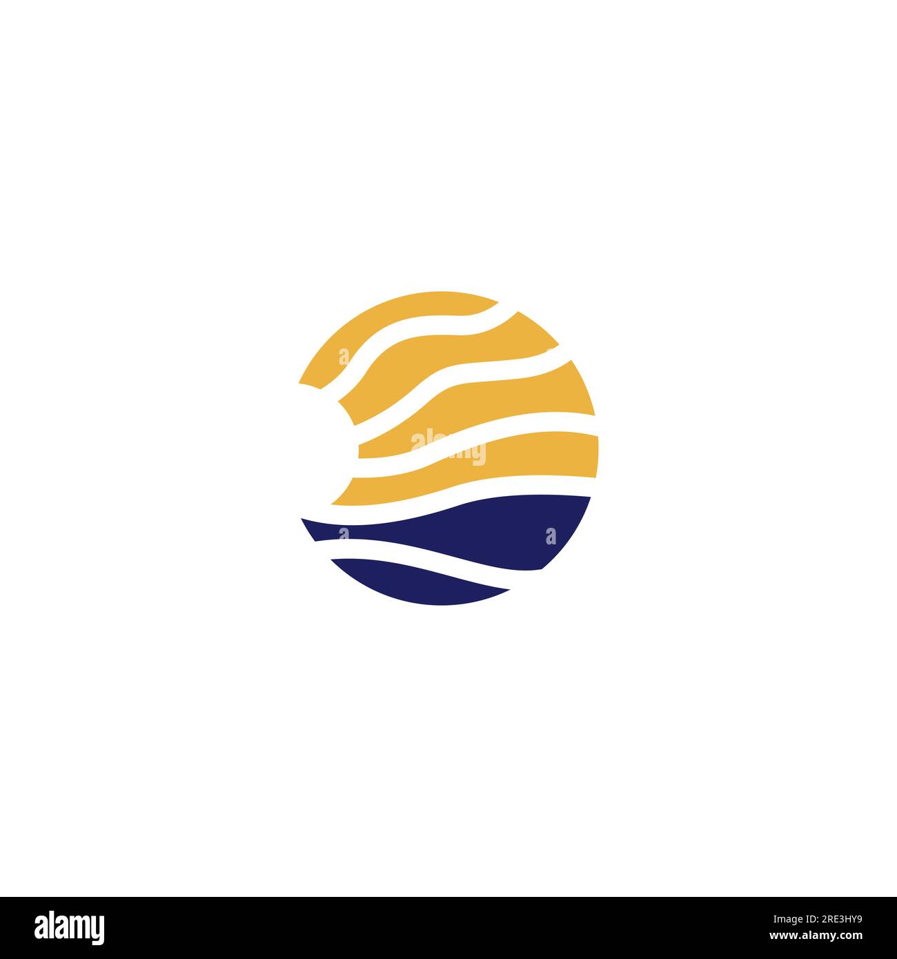 Logo „Sunset Beach“. Abstraktes Logo am Strand Stock Vektor