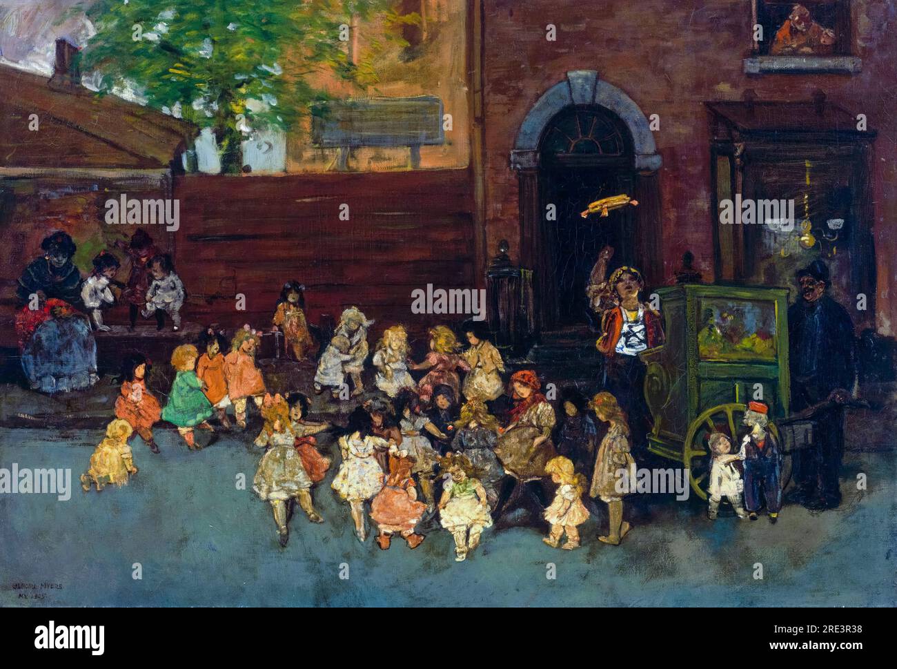 Jerome Myers Gemälde, Tambourine, Öl auf Leinwand, 1905 Stockfoto