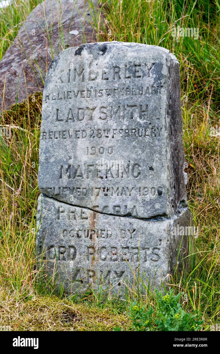 Broken Boer war Memorial in Holy rude kirkyard dokumentiert die Befreiung von Kimberley, Ladysmith & Mafeking und die Besetzung von Pretoria. Stockfoto