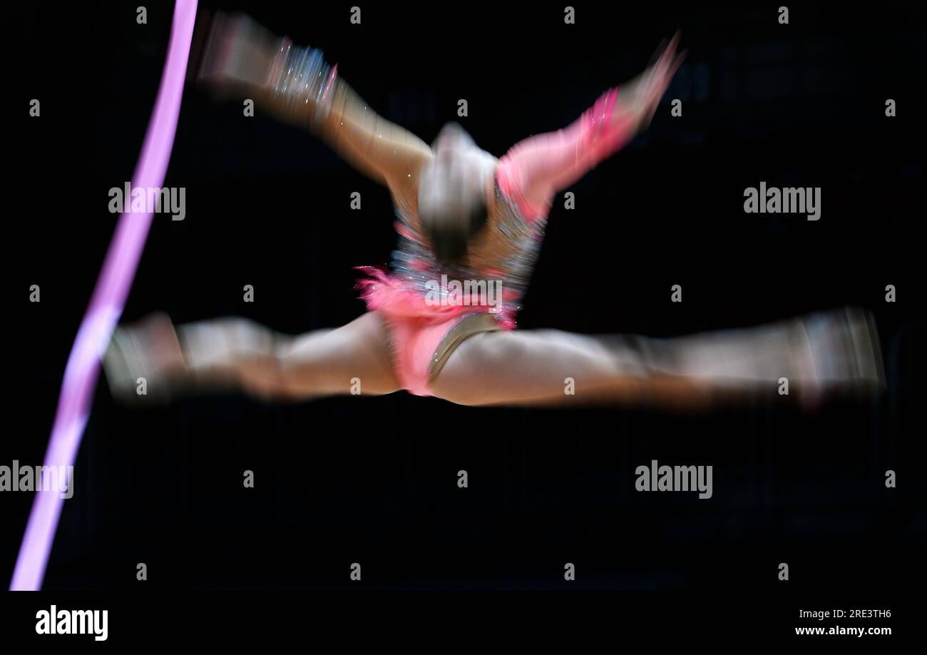 Finale, Deutsche Meisterschaft, Rhythmic Gymnastics All-Around Individuum, PSD Bank Dome Düsseldorf; Rhythmic Gymnastics im Allgemeinen. Stockfoto