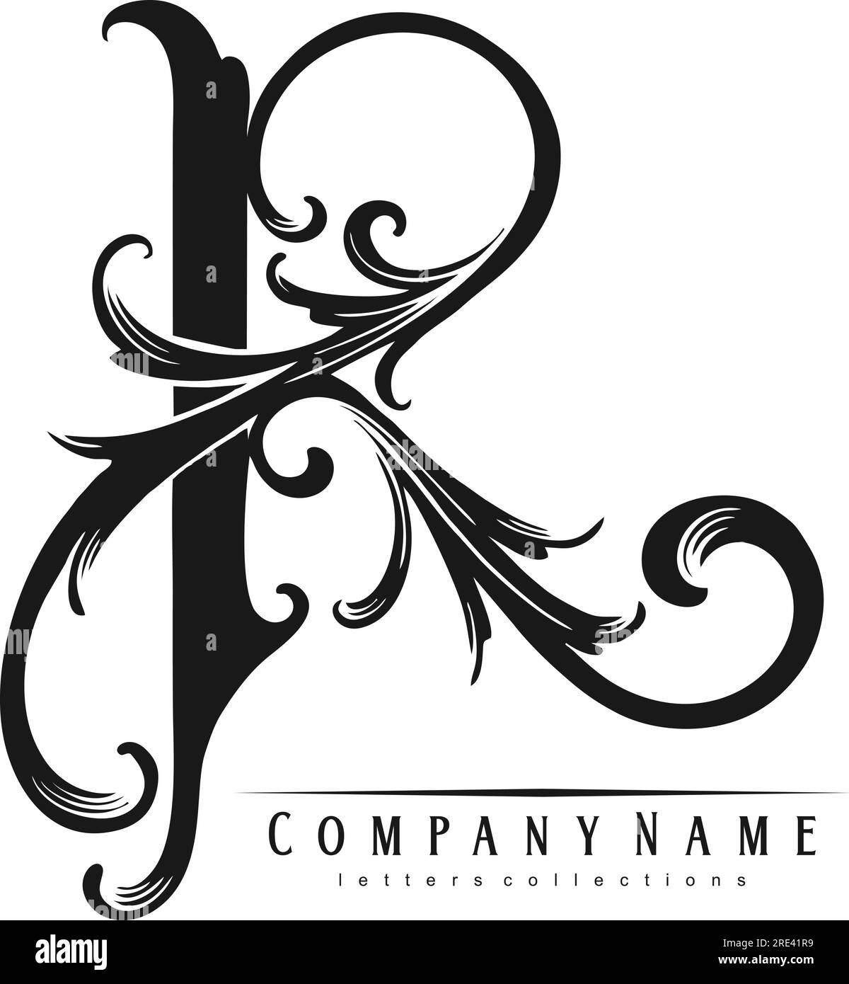 Glamouröse Blumenschrift R Schriftzug Monogramm Logo Silhouette Vektorabbildungen für Ihr Arbeitslogo, Merchandise-T-Shirt, Aufkleber und Etikettendesigns, Poster Stock Vektor