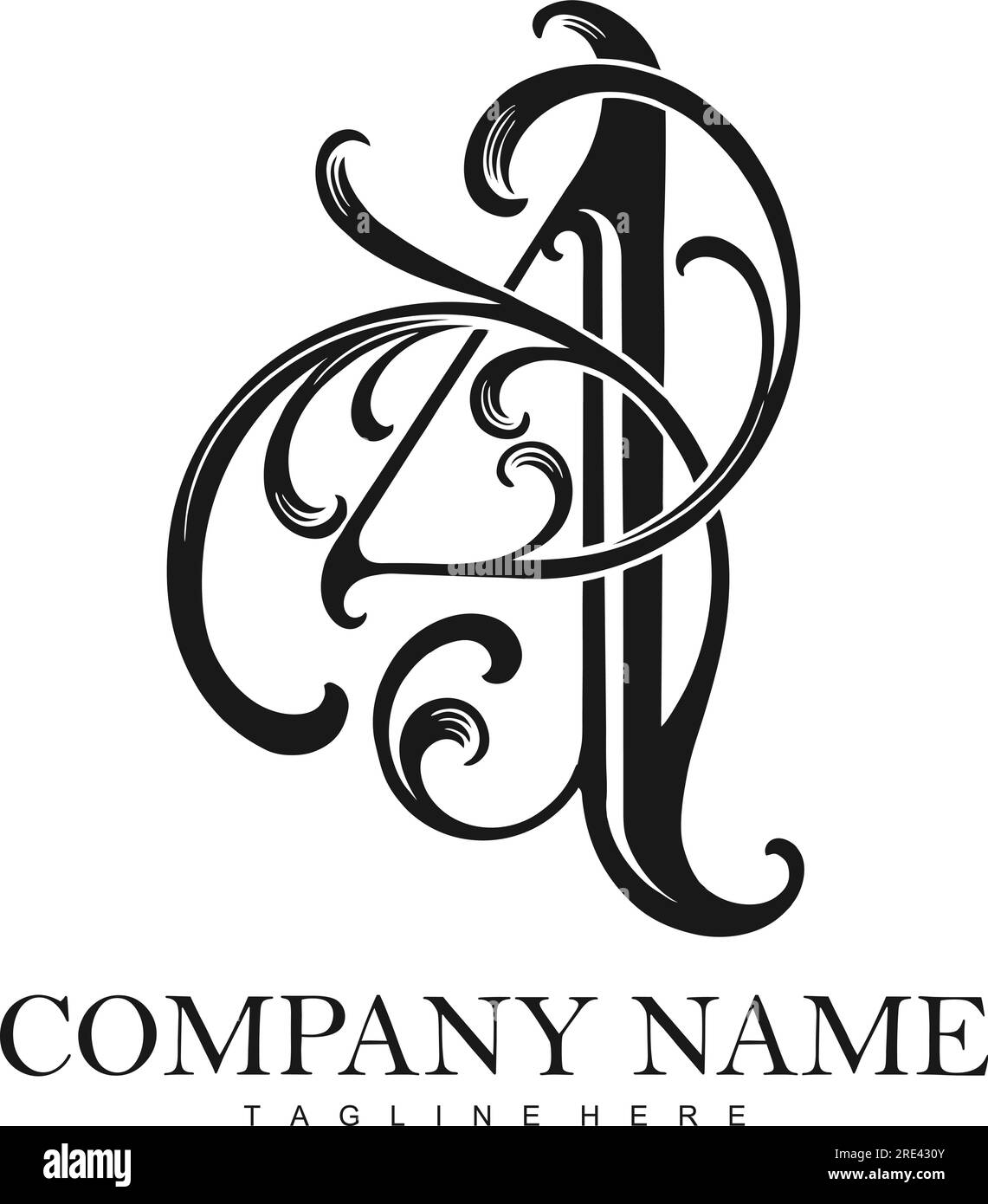 Glamouröse Nummer 4 Vintage Monogramm Logo Silhouette Vektorabbildungen für Ihre Arbeit Logo, Merchandise-T-Shirt, Aufkleber und Etikettendesigns, Poster, Stock Vektor