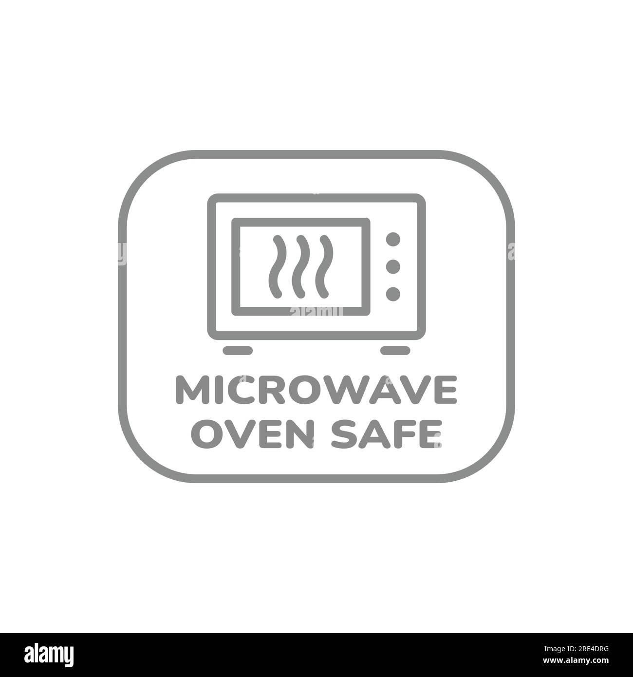 Etikett für Mikrowellenherd geeignet. Vektoraufkleber für Töpfe, Pfannen und Geschirr. Stock Vektor