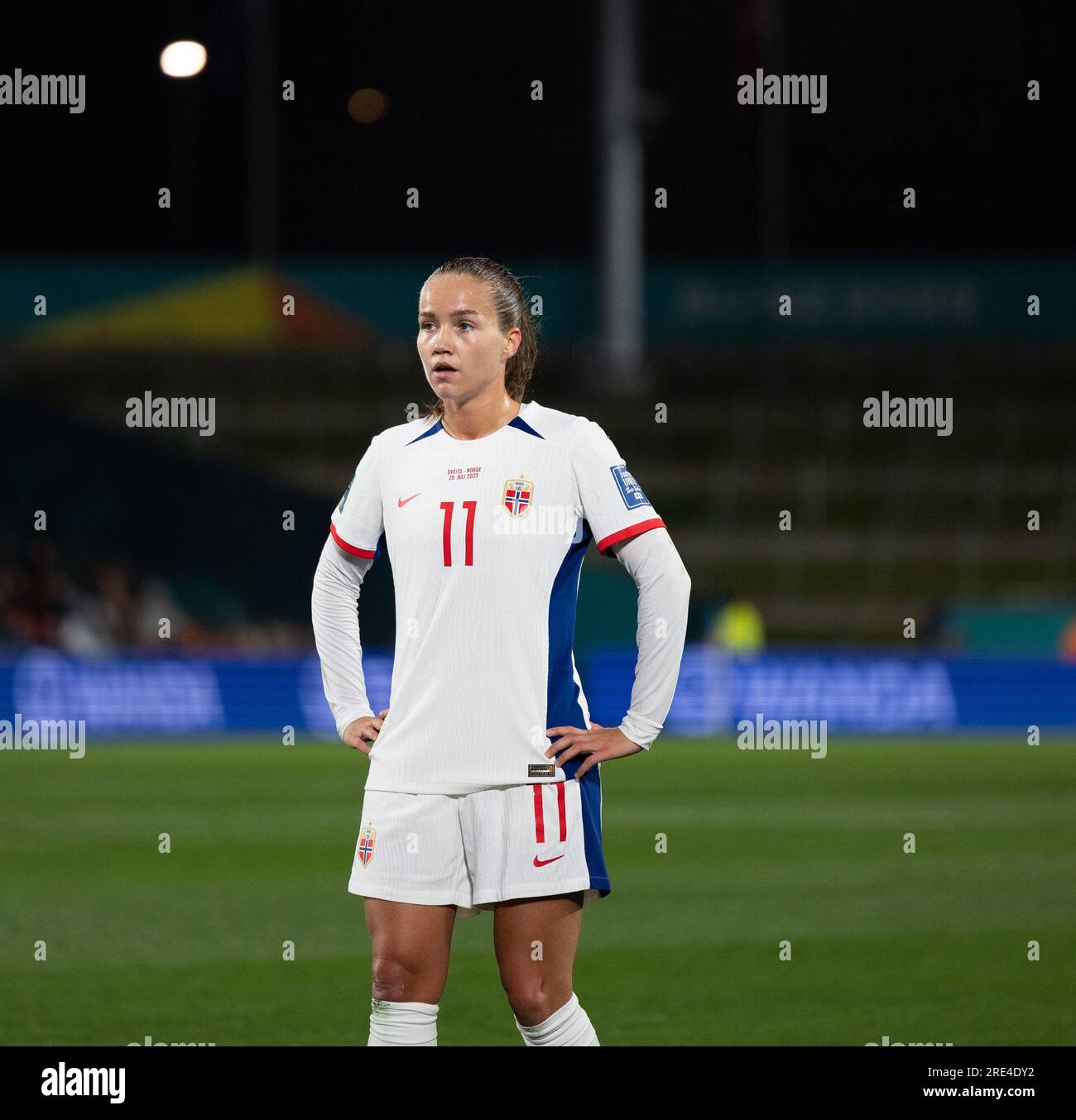 Hamilton, Neuseeland. 25. Juli 2023. Hamilton, Neuseeland, Juli 25. 2023: Guro Reiten (11 Norwegen) wird während des Fußballspiels der FIFA Womens World Cup 2023 zwischen der Schweiz und Norwegen im Waikato Stadium in Hamilton, Neuseeland, gesehen. (Ane Frosaker/SPP) Kredit: SPP Sport Press Photo. Alamy Live News Stockfoto