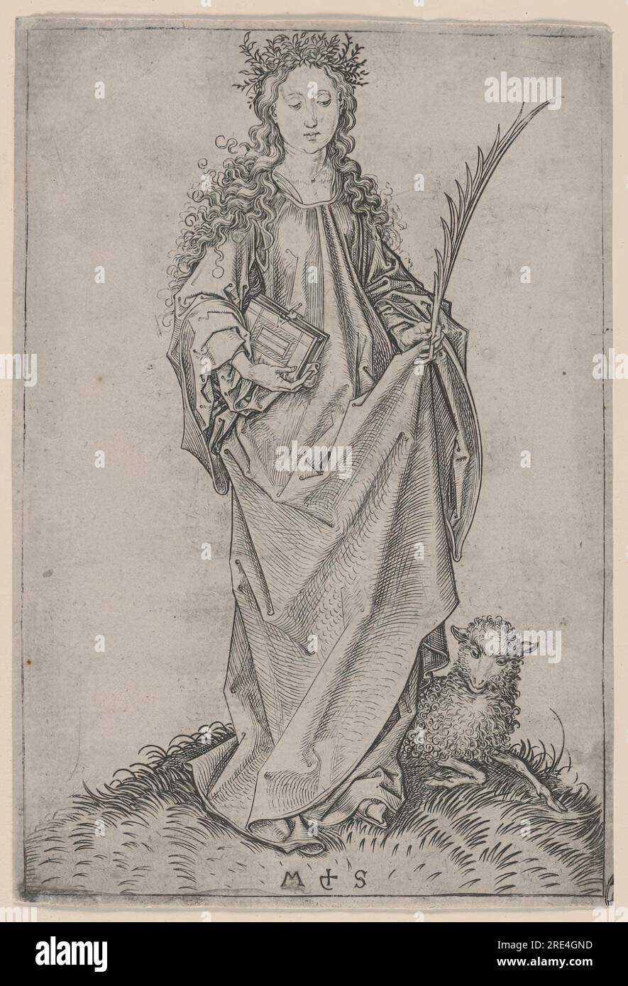 St. Agnes c. 1475 Martin Schongauer (Deutsch, ca. 1430–1491) Stockfoto