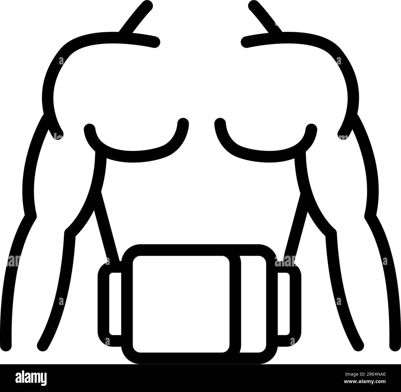 Symbol für eine dünne Linie des Lendenwirbelgurts. Medizinische, orthopädische lineare Symbole aus Gym und Fitnesskonzept isoliertes Umrisszeichen. Symbolelement für Vektordarstellung fo Stock Vektor