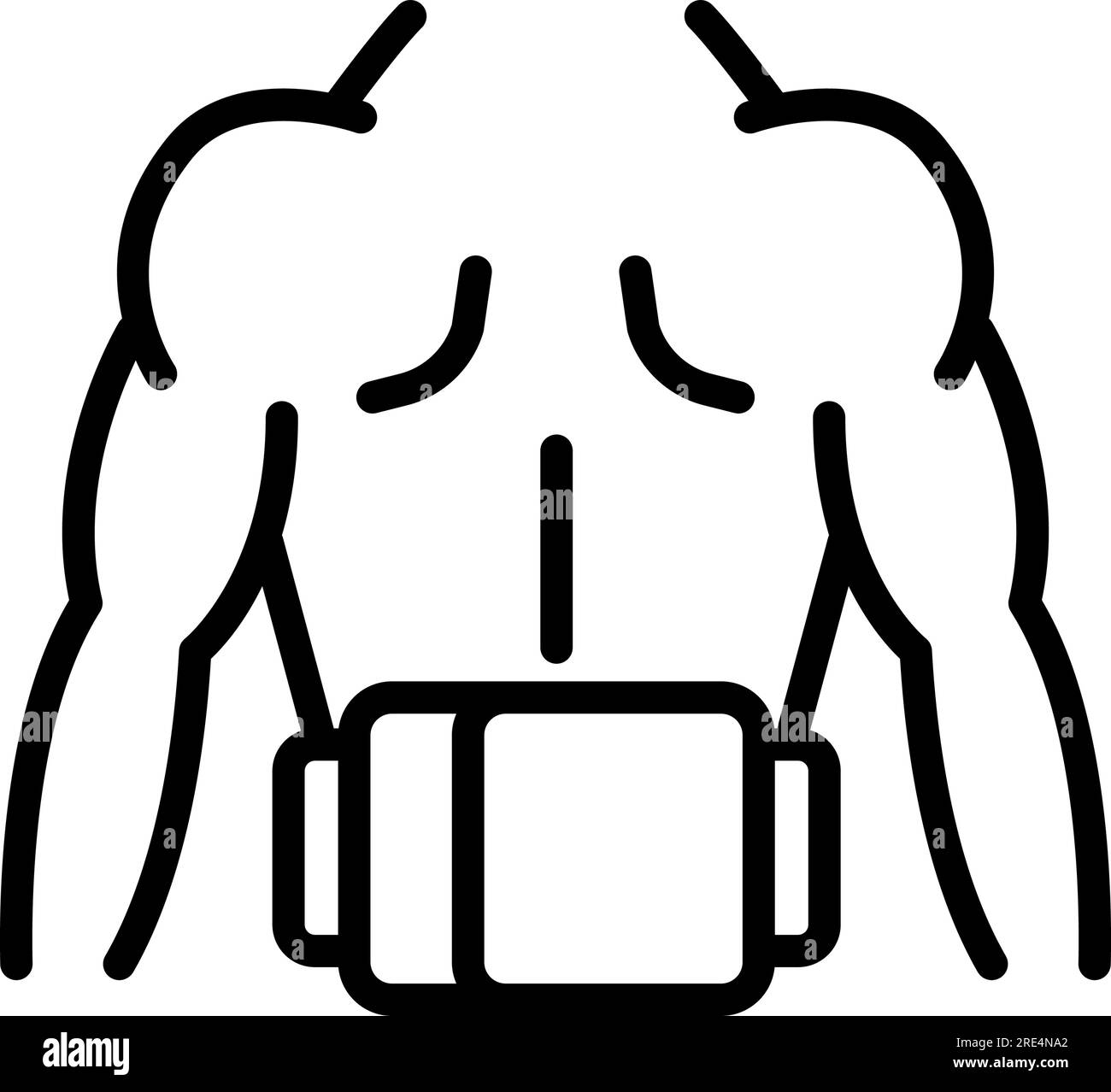 Symbol für eine dünne Linie des Lendenwirbelgurts. Medizinische, orthopädische lineare Symbole aus Gym und Fitnesskonzept isoliertes Umrisszeichen. Symbolelement für Vektordarstellung fo Stock Vektor