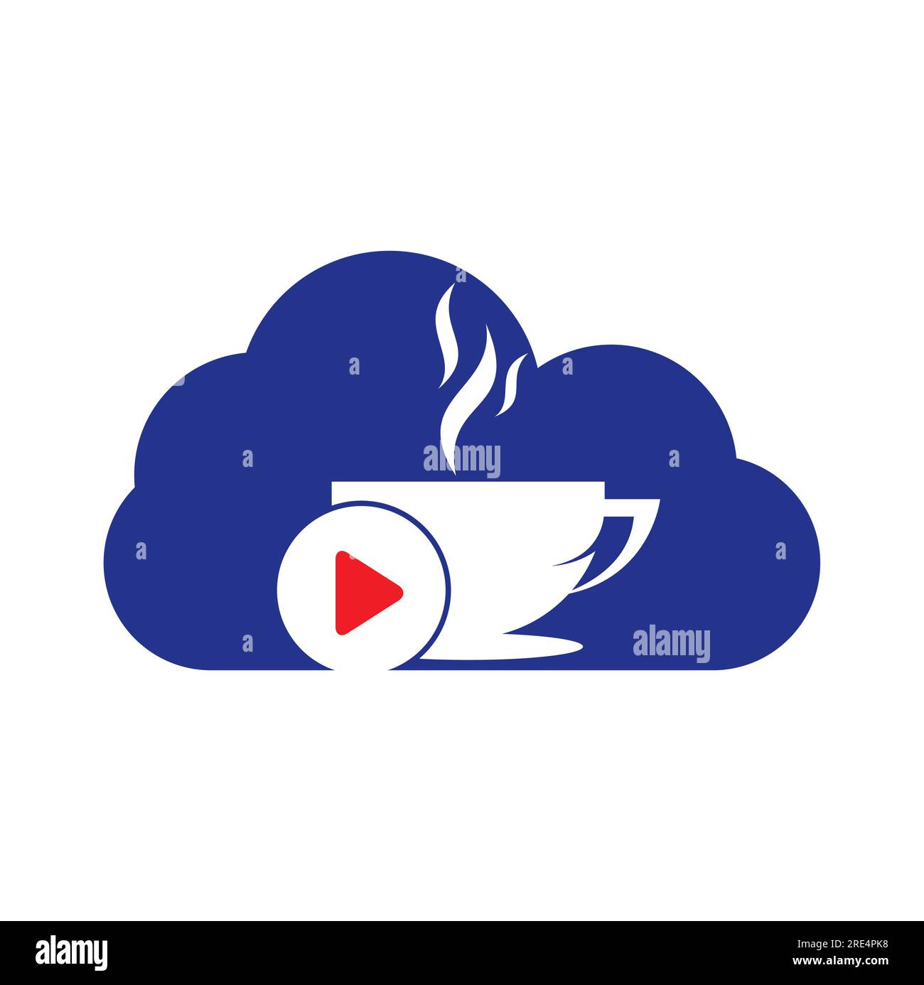 Coffee Play Logo-Design. Kaffee-Logo mit einem Vektor für die Musikwiedergabe. Stock Vektor