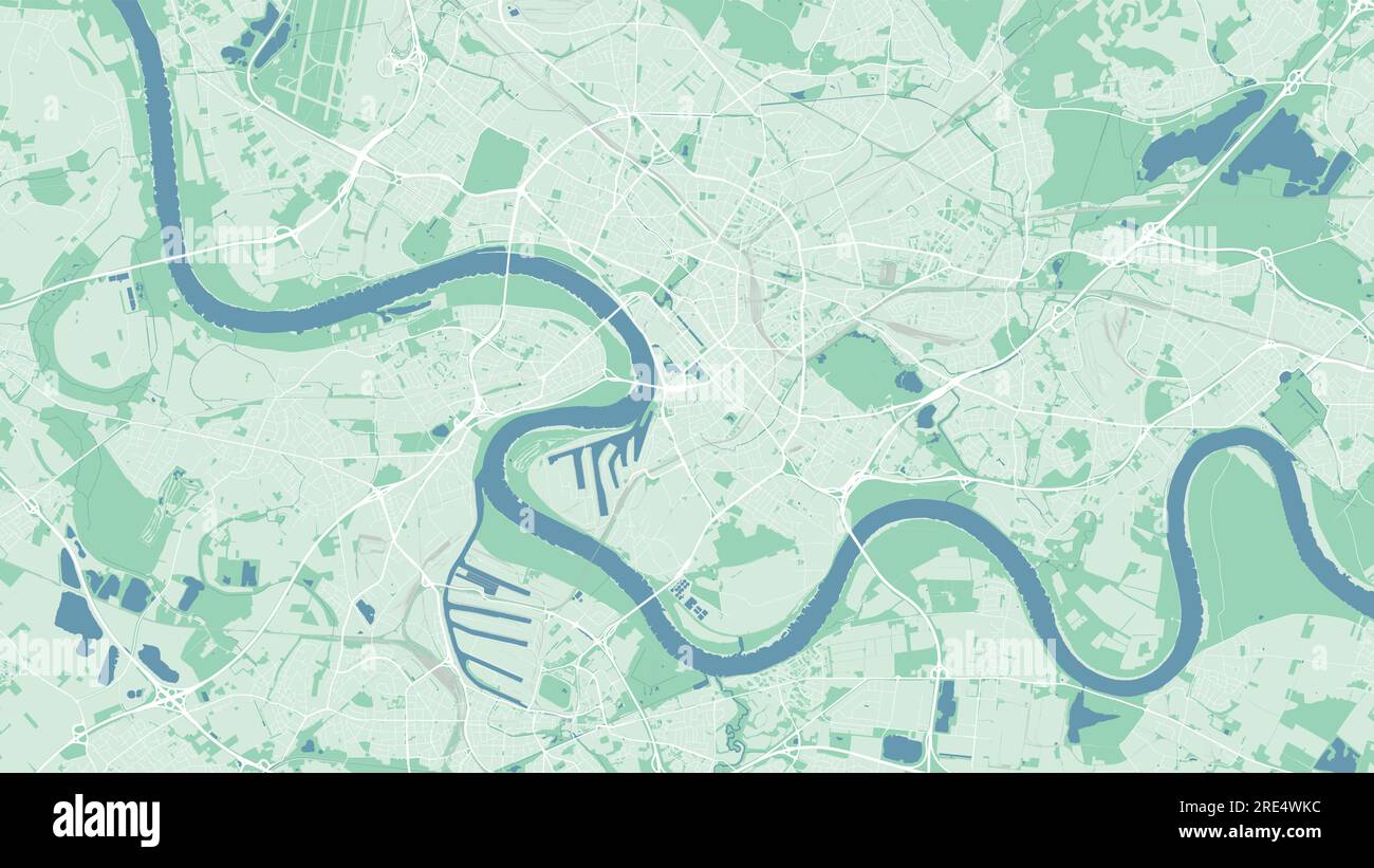 Rhein- und Düsseldorfer Stadtplan. Detaillierte Karte des Gebiets. Stock Vektor