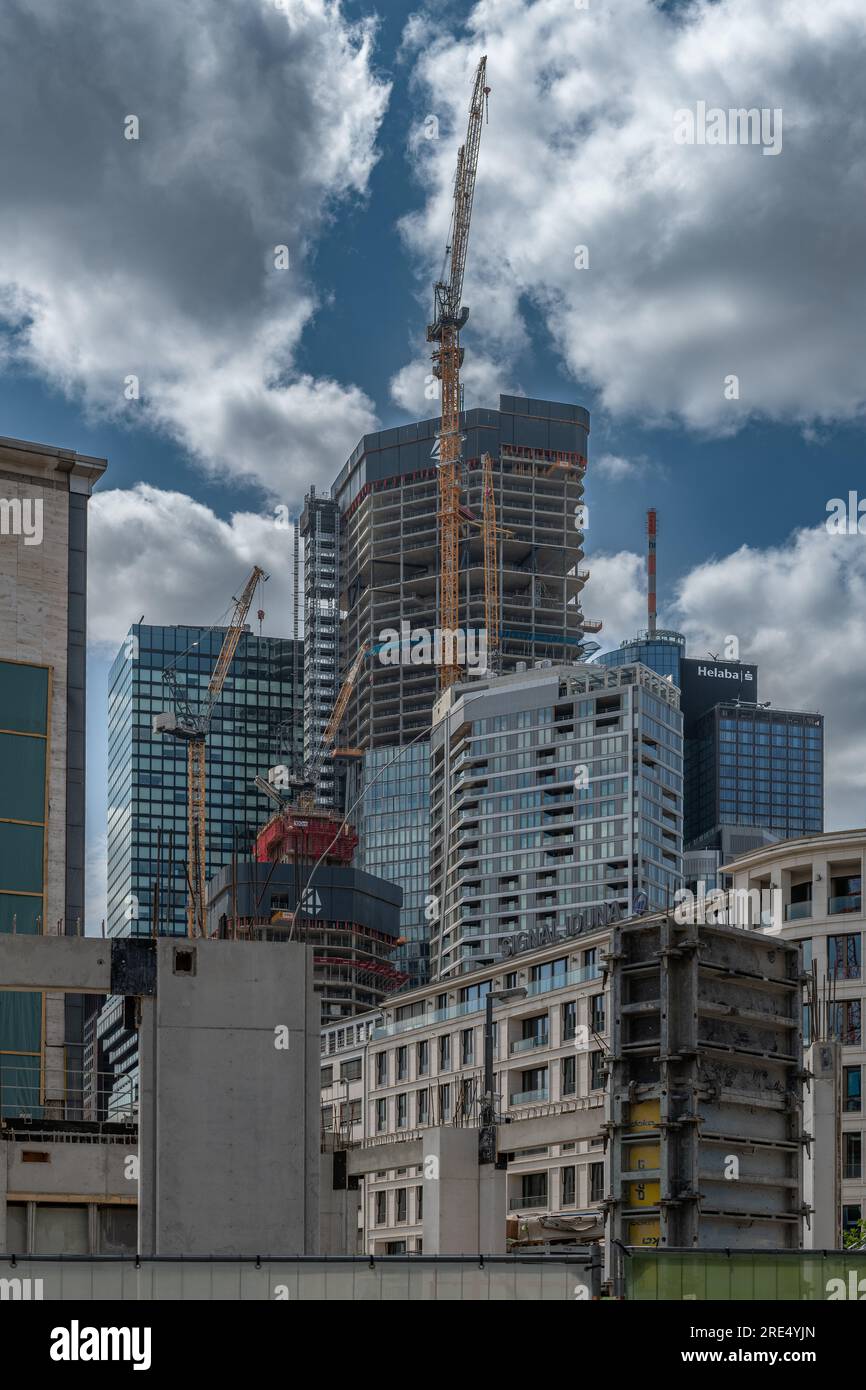 Baustelle des Büro- und Wohnturms 4Four, Frankfurt Stockfoto