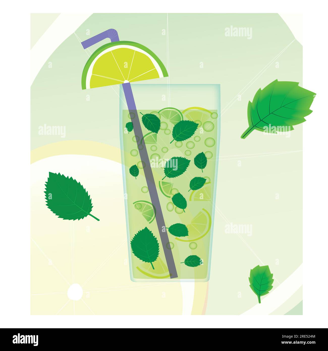 Ein Glas kalten, erfrischenden Mojito mit einem Salzstreuer. Stock Vektor