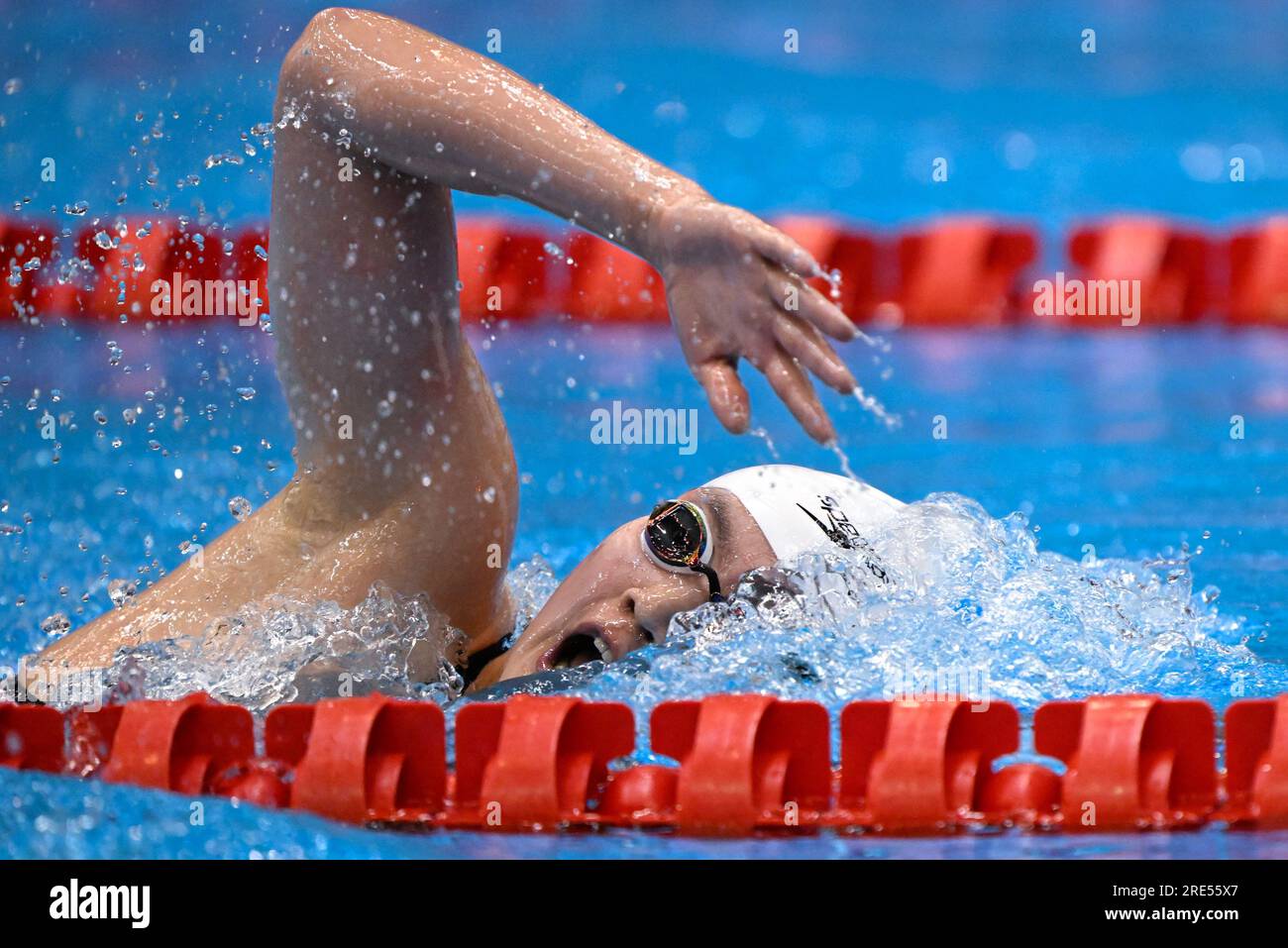 Fukuoka, Japan. 25. Juli 2023. Li Bingjie aus China tritt beim Freestyle-Finale der Frauen 1500m bei der World Aquatics Championships in Fukuoka, Japan, am 25. Juli 2023 an. Kredit: Xia Yifang/Xinhua/Alamy Live News Stockfoto