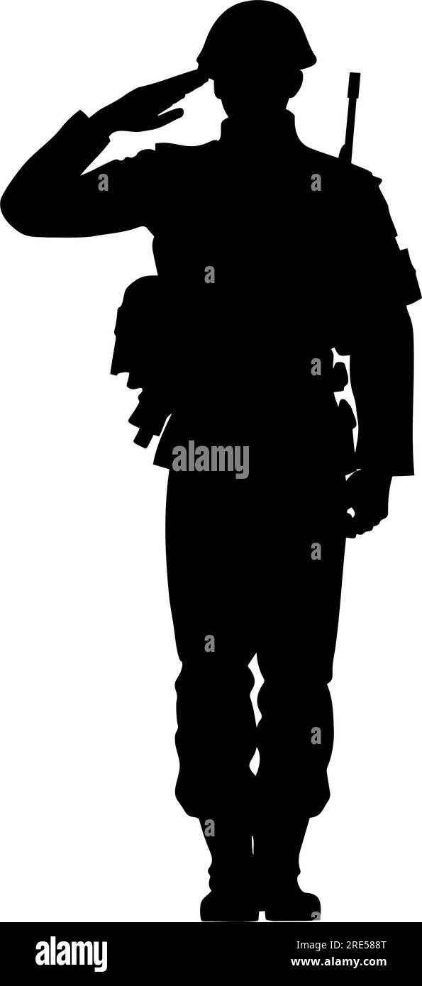 Militärsoldat salutiert Silhouette. Vektordarstellung Stock Vektor