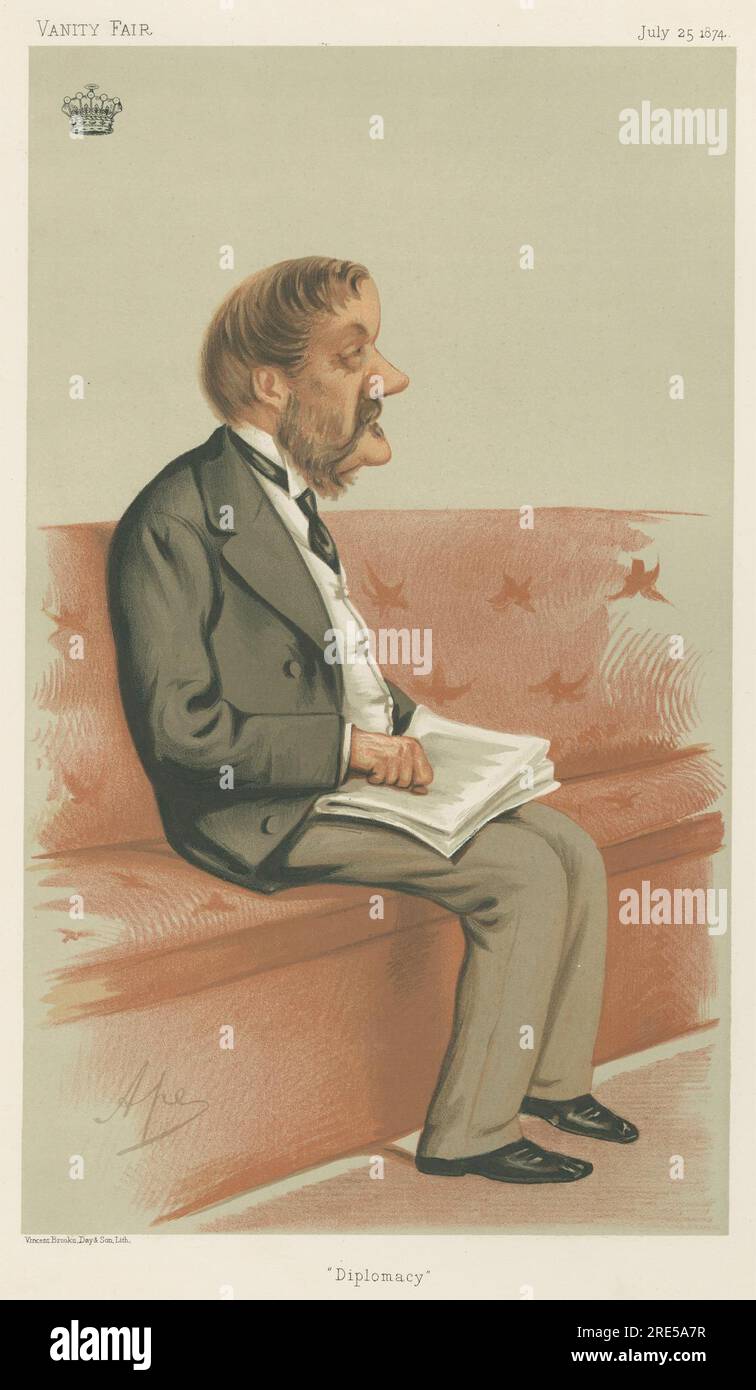 Politiker - Vanity Fair. "Diplomatie". James Howard Harris, Earl von Malmesbury. 25. Juli 1874 1874 von Carlo Pellegrini Stockfoto