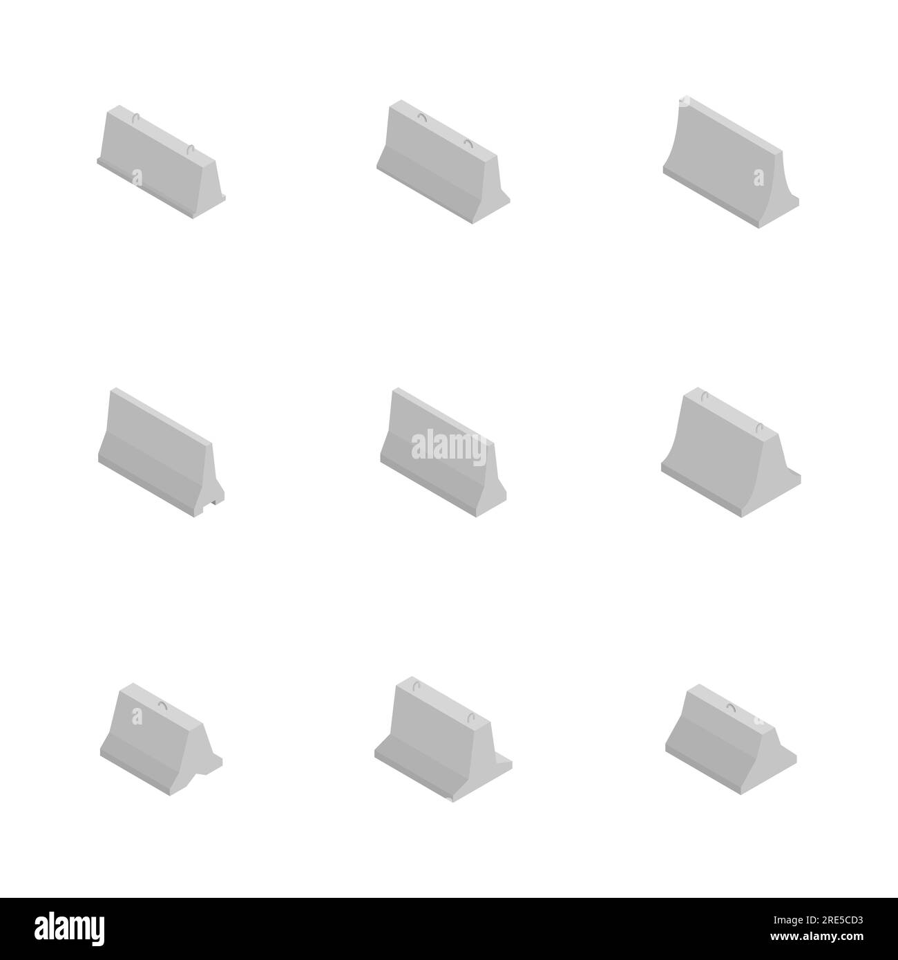 Eiserner Betonblock, isoliert auf weißem Hintergrund. Designelemente für die Rekonstruktion. Flache isometrische 3D-Darstellung, Vektordarstellung. Stock Vektor