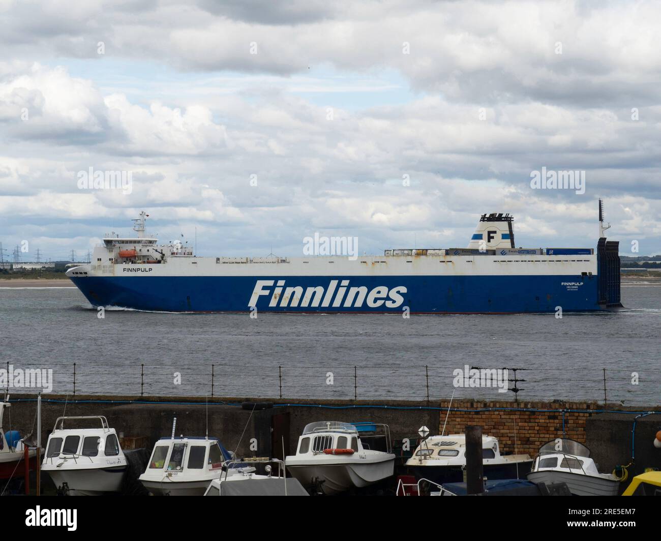 Ro-Ro-Fähre Finnlines Schiff Finnpulp, das am 05./07/2023. In Teesport ankommt Stockfoto