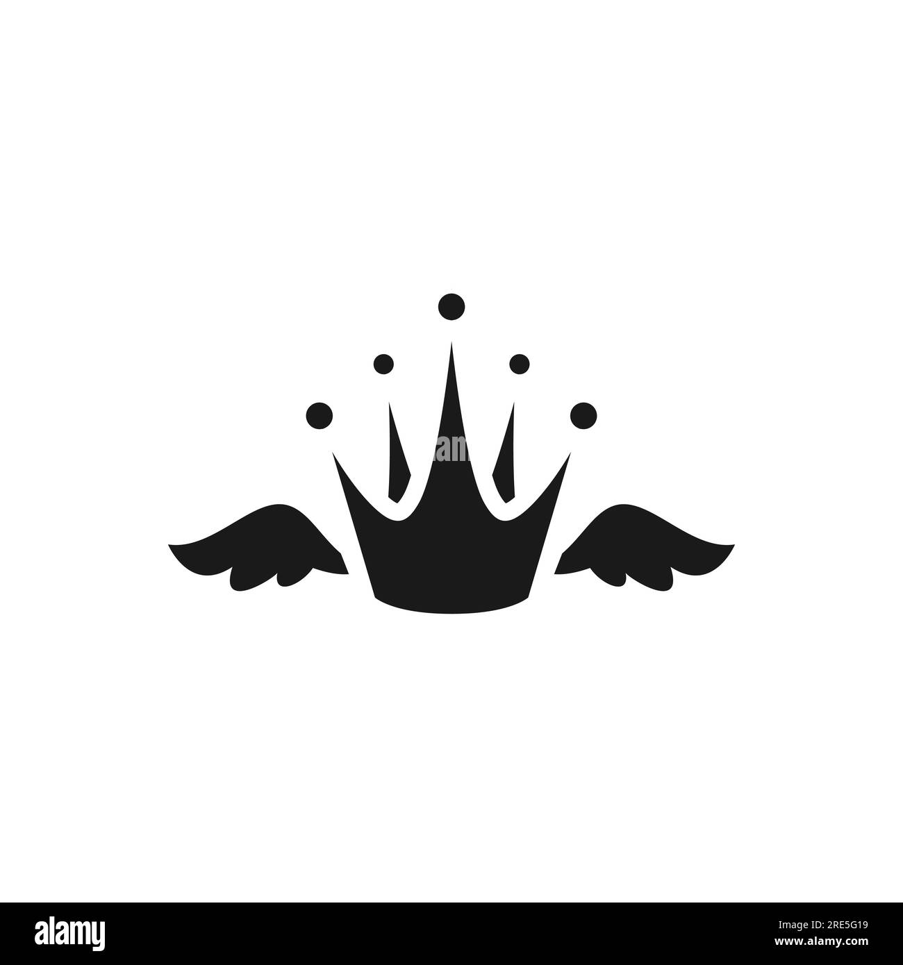 prinzessin Krone mit Flügeln. Rosa Krone Symbol isoliert auf weiß. Royal, Luxus, vip, First Class Zeichen. Gewinner-Auszeichnung. Magisches, märchenhaftes Girly-Symbol. Vecto Stock Vektor