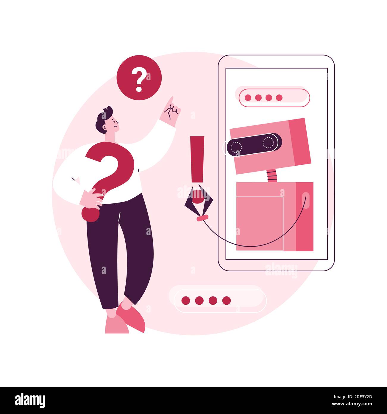 Chatbot Customer Service abstrakte Konzept Vektor Illustration. Customer Service bot, KI im Einzelhandel, E-Commerce Chatbot, Self-Service Experience, Online-Client-Support, Abstrakte Metapher für Web-Chat. Stock Vektor