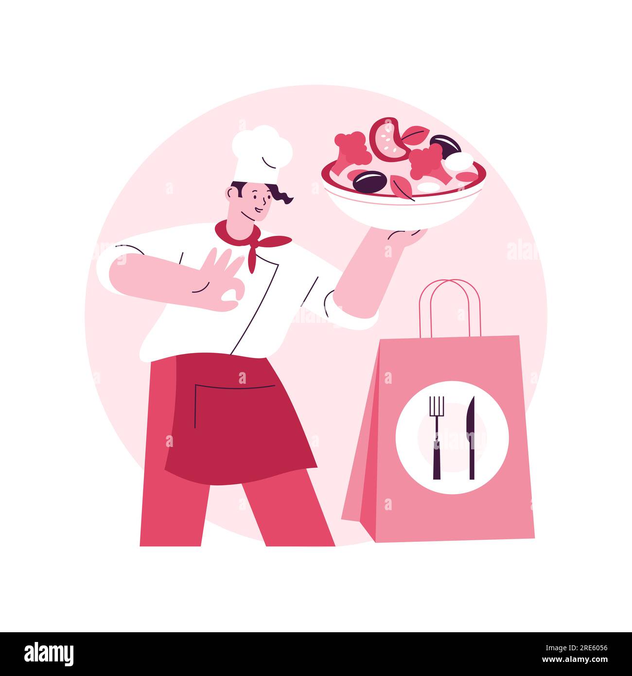 Meal prep Service abstrakte Konzept Vektor-Illustration. Gesunde Mahlzeit Vorbereitung berührungslose Lieferung, täglich frisch zubereitet, virenfreies Essen, soziale Distanzierung, zu Hause bleiben, Abstrakte Metapher für Kochrezepte. Stock Vektor