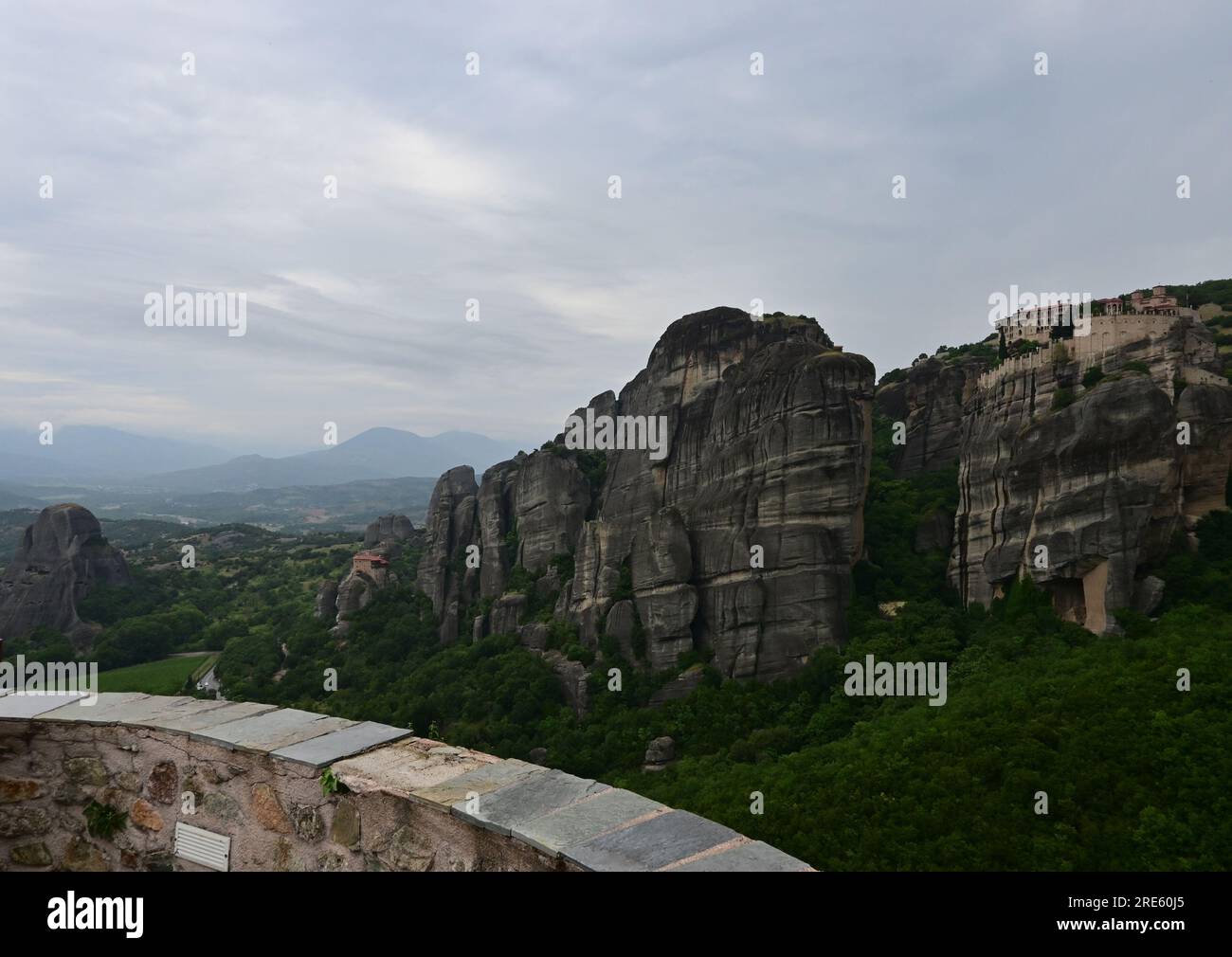 Blick auf Klöster in Meteora, Griechenland Stockfoto